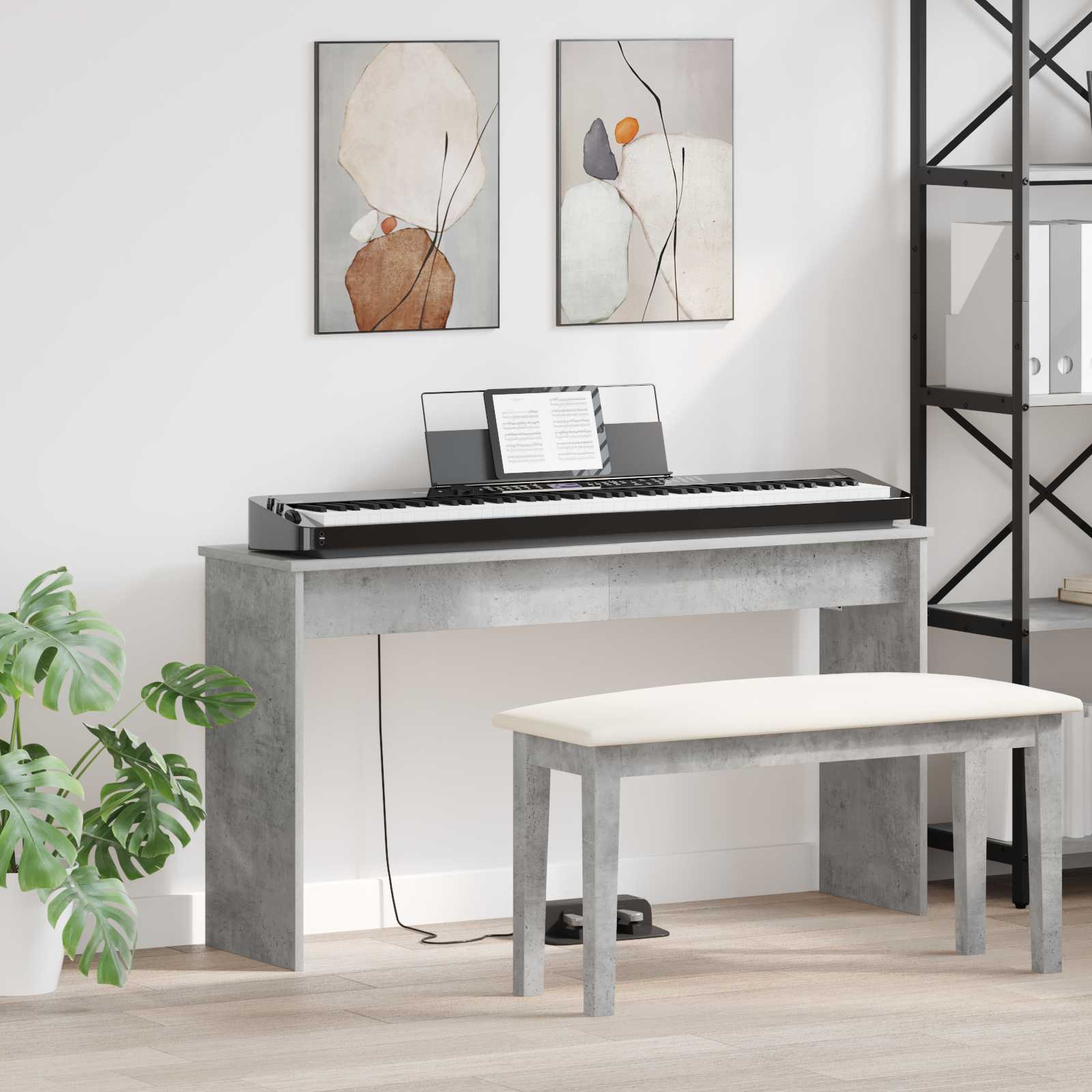 vidaXL Keyboardstand Wit 100 x 32 x 64 cm Bewerkt hout