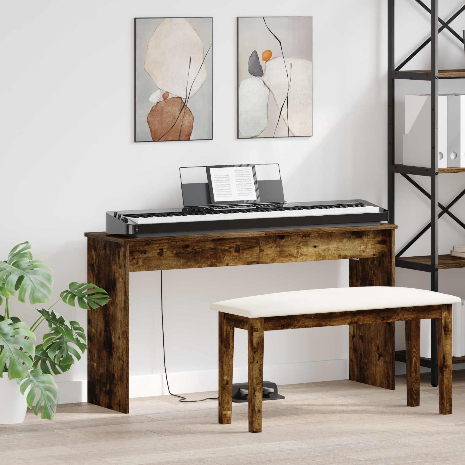 vidaXL Keyboardstand Wit 100 x 32 x 64 cm Bewerkt hout