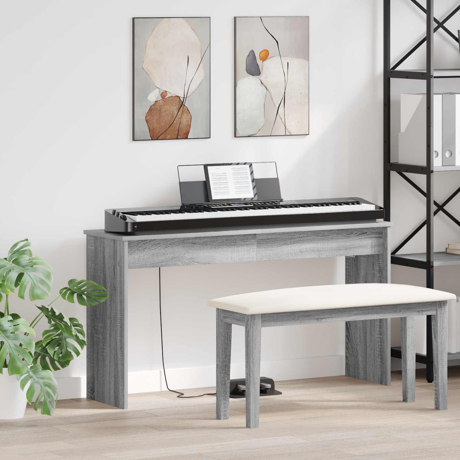 vidaXL Keyboardstand Wit 100 x 32 x 64 cm Bewerkt hout
