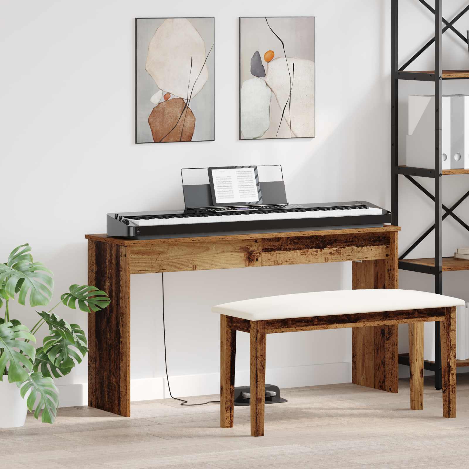 vidaXL Keyboardstand Wit 100 x 32 x 64 cm Bewerkt hout