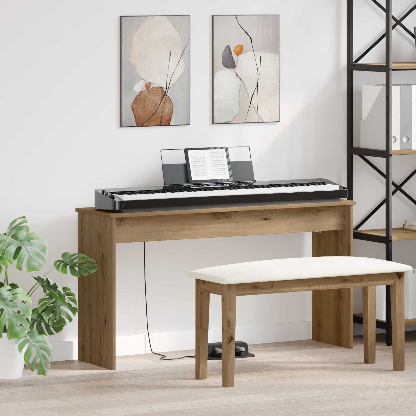 vidaXL Keyboardstand Wit 100 x 32 x 64 cm Bewerkt hout