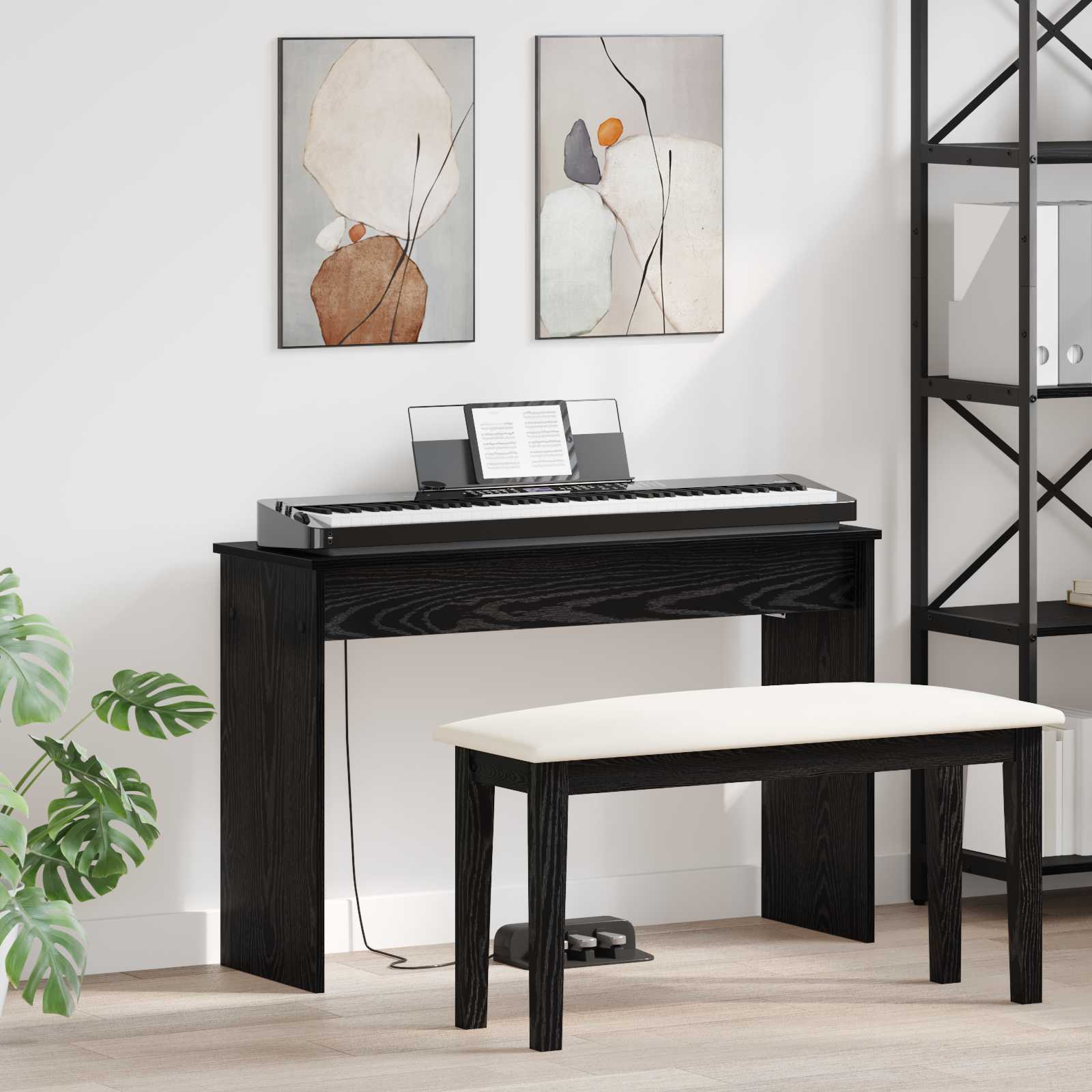 vidaXL Keyboardstand Wit 100 x 32 x 64 cm Bewerkt hout