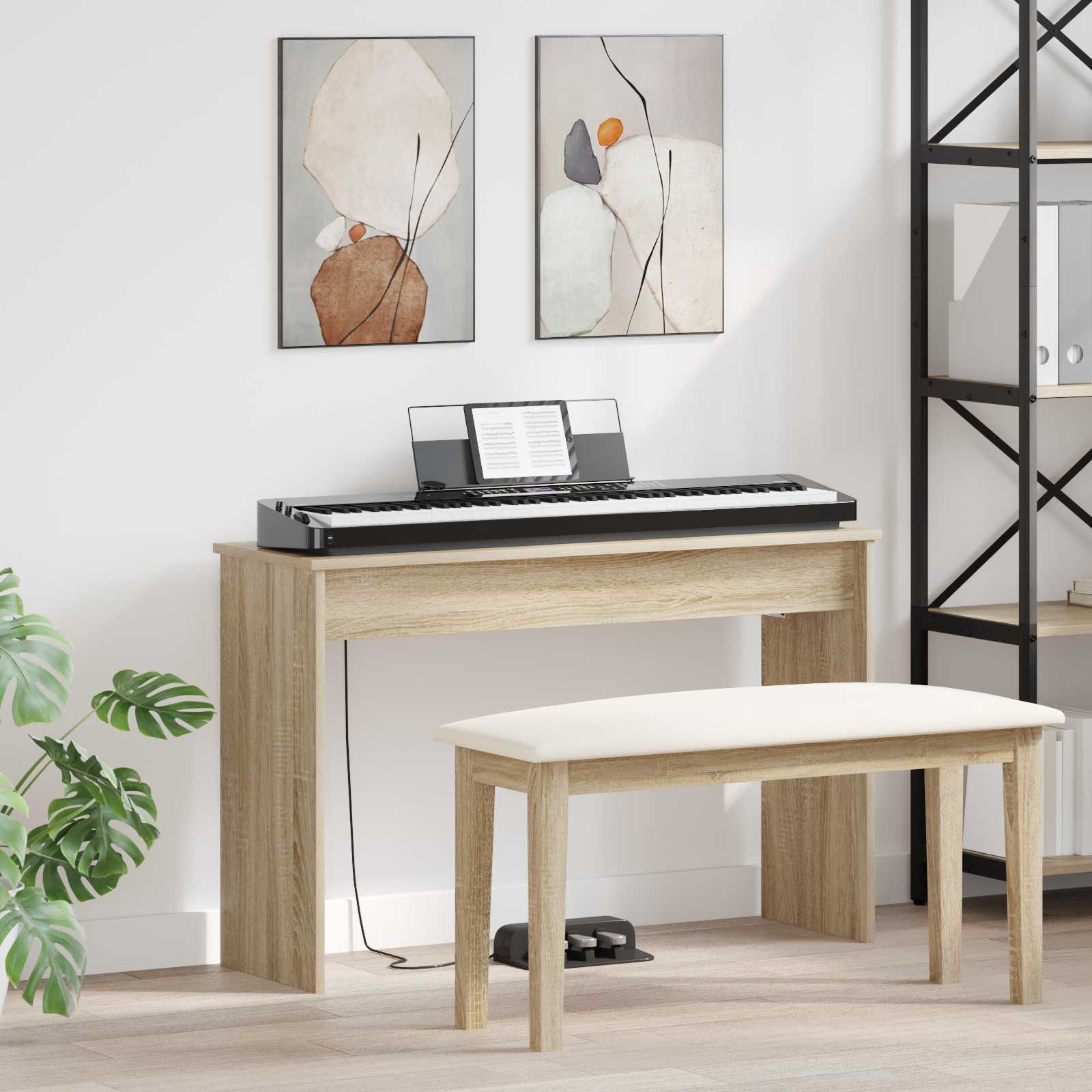 vidaXL Keyboardstand Wit 100 x 32 x 64 cm Bewerkt hout