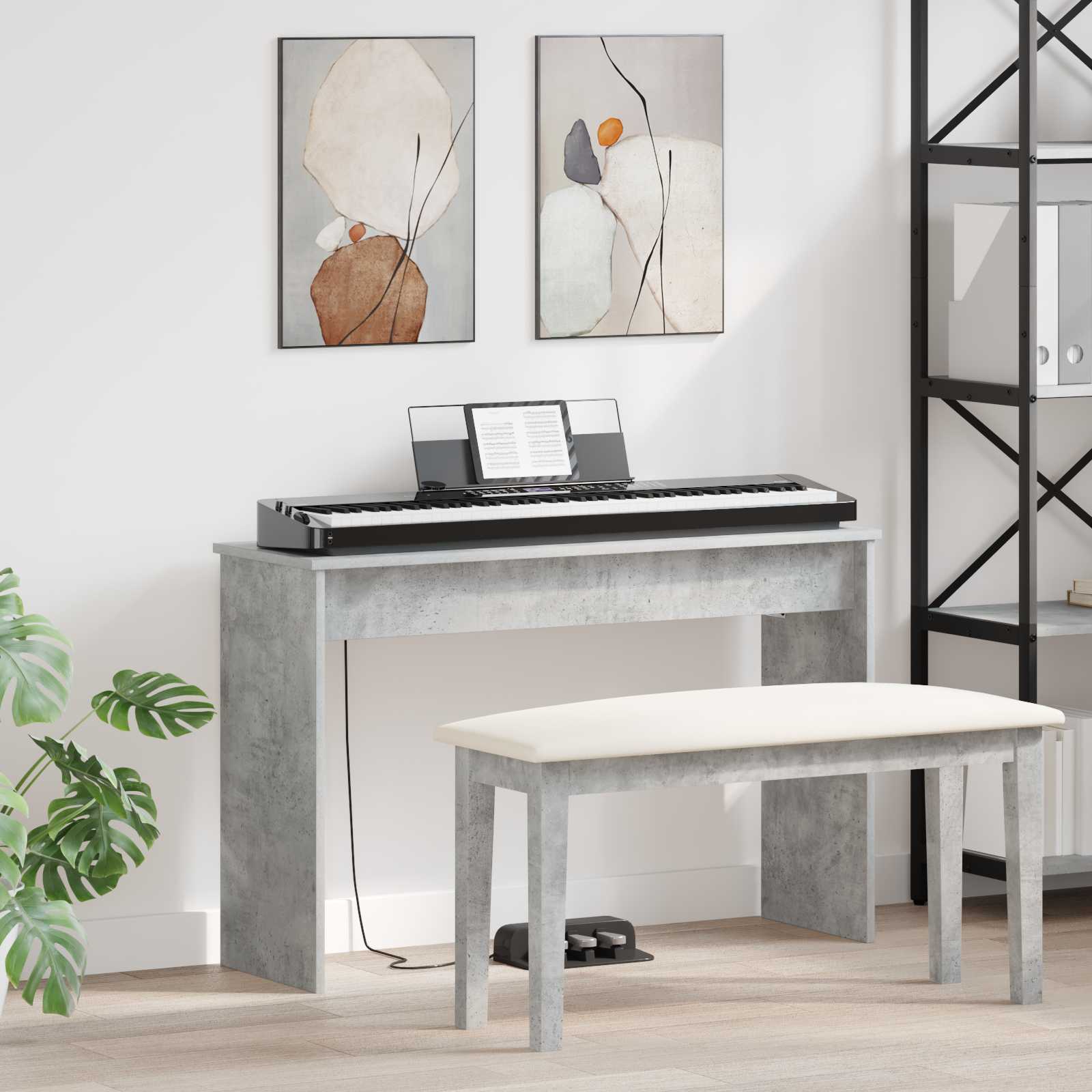 vidaXL Keyboardstand Wit 100 x 32 x 64 cm Bewerkt hout