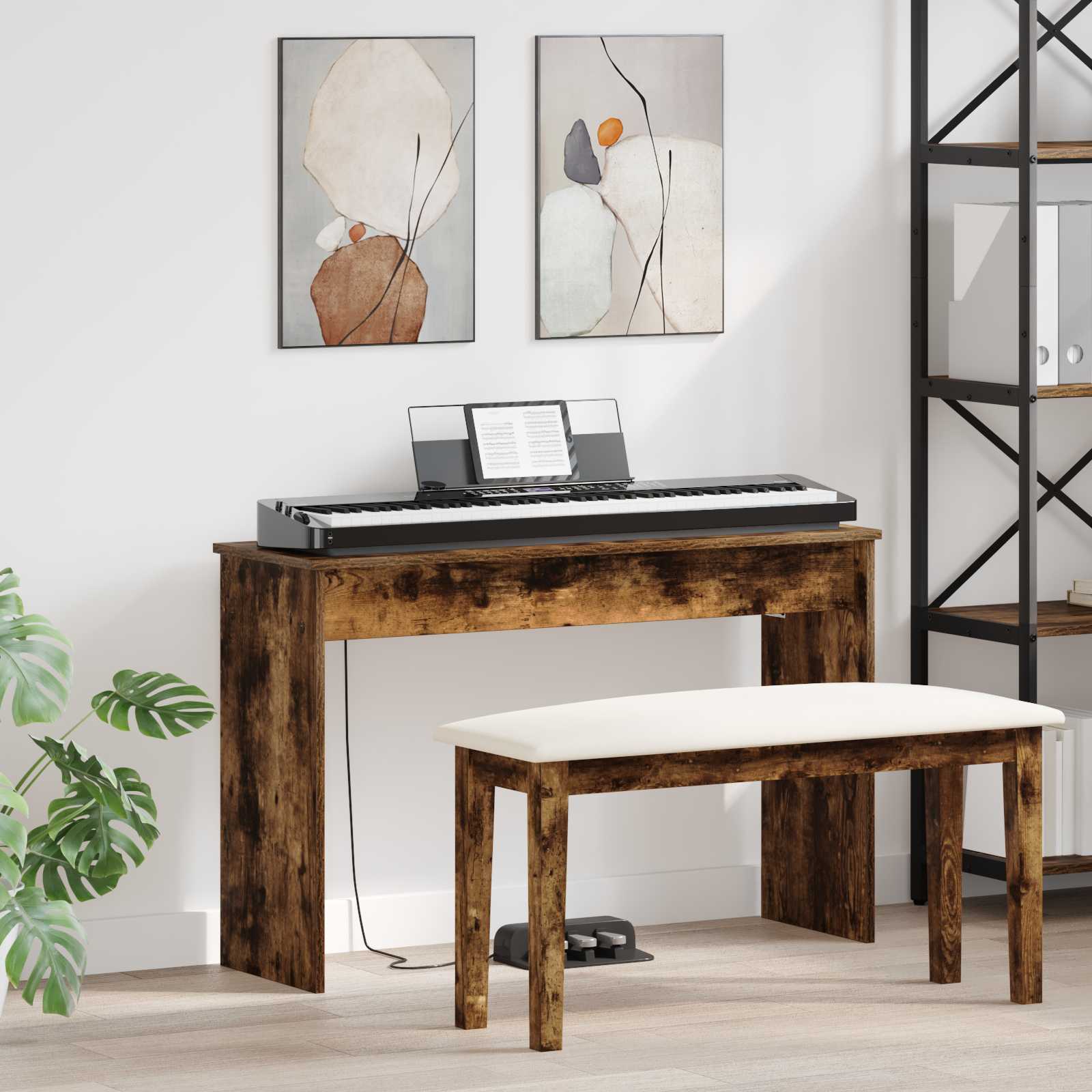vidaXL Keyboardstand Wit 100 x 32 x 64 cm Bewerkt hout