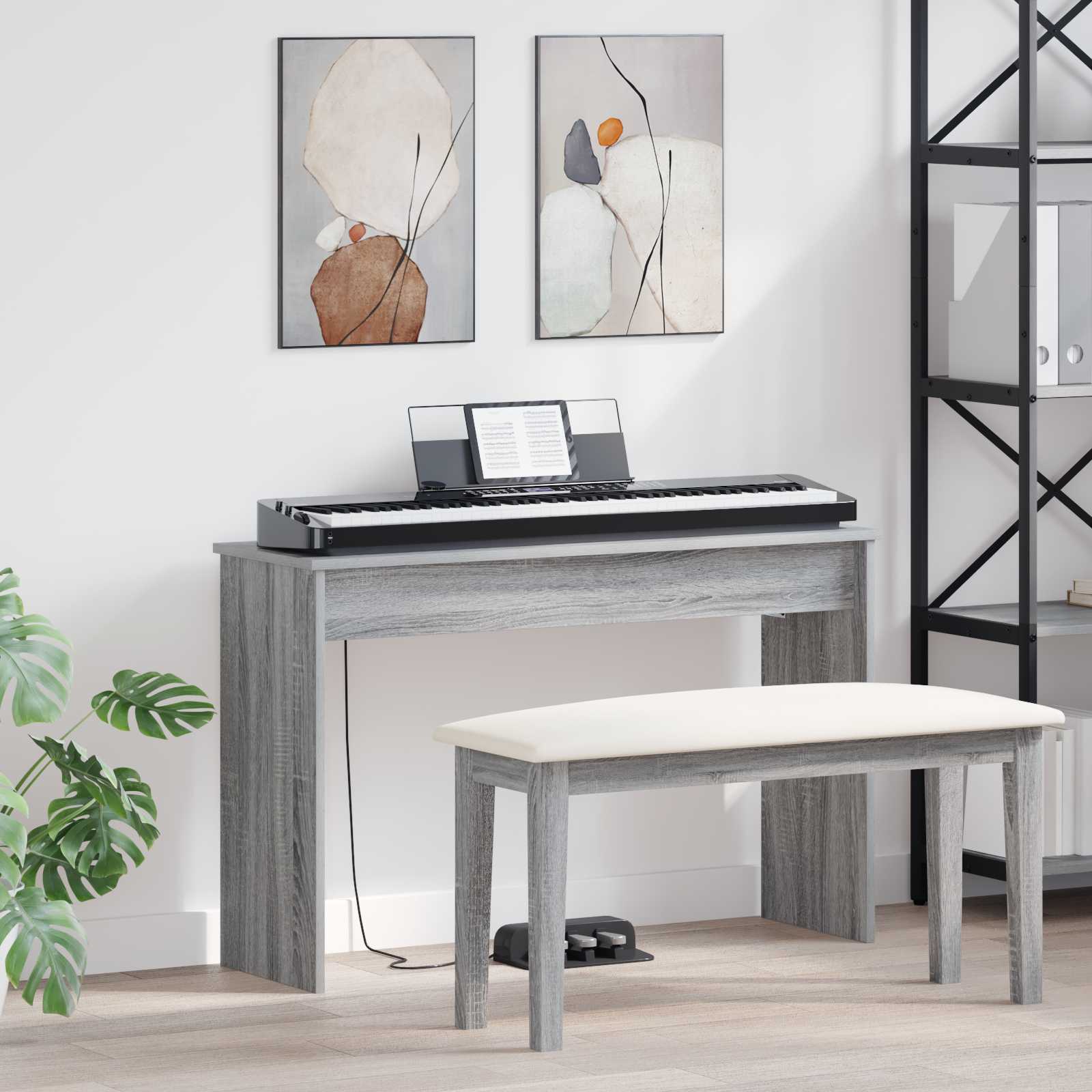 vidaXL Keyboardstand Wit 100 x 32 x 64 cm Bewerkt hout