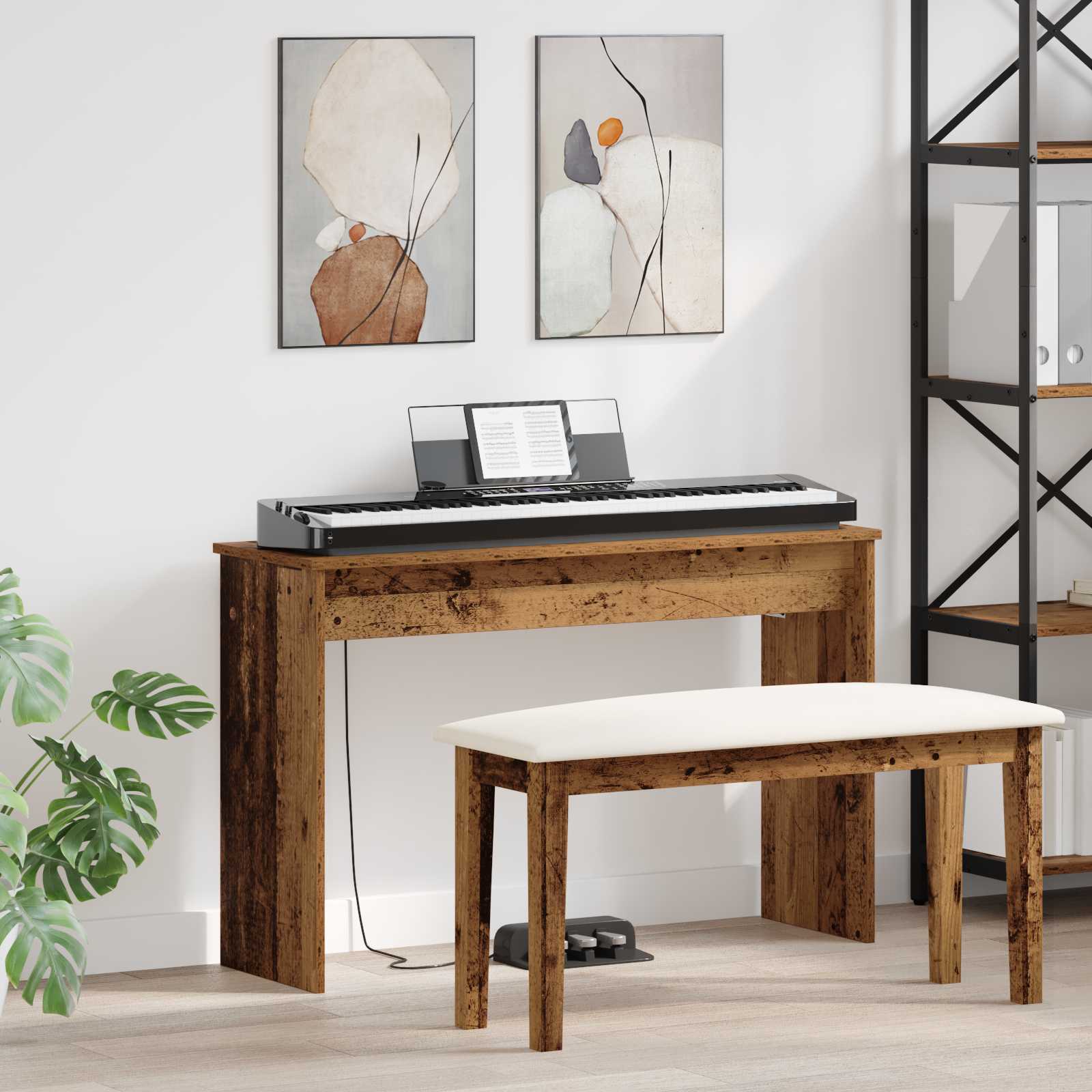 vidaXL Keyboardstand Wit 100 x 32 x 64 cm Bewerkt hout