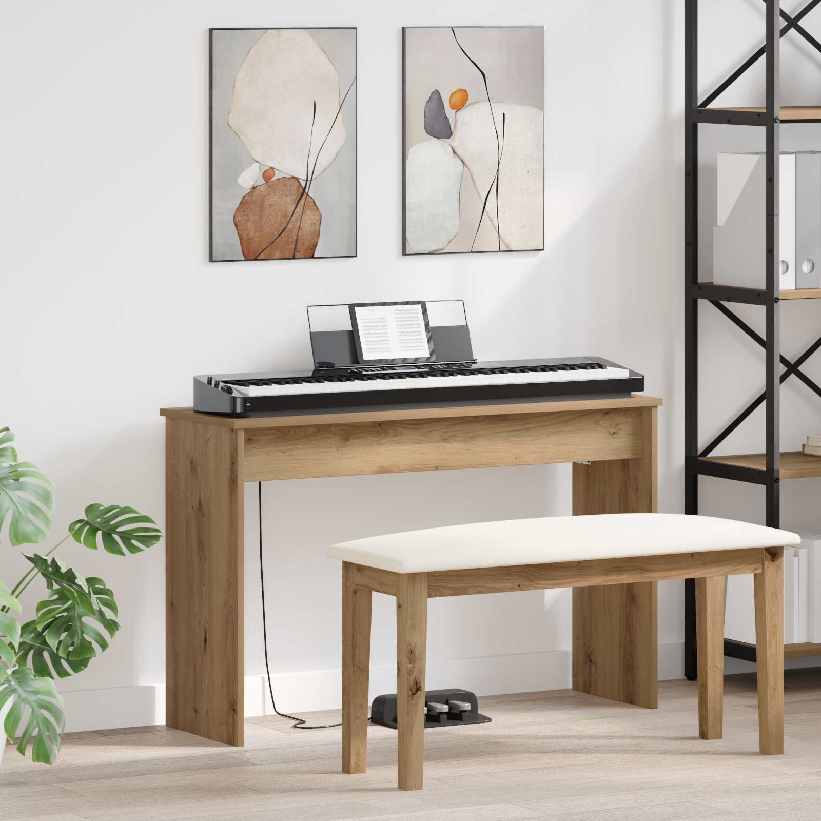 vidaXL Keyboardstand Wit 100 x 32 x 64 cm Bewerkt hout