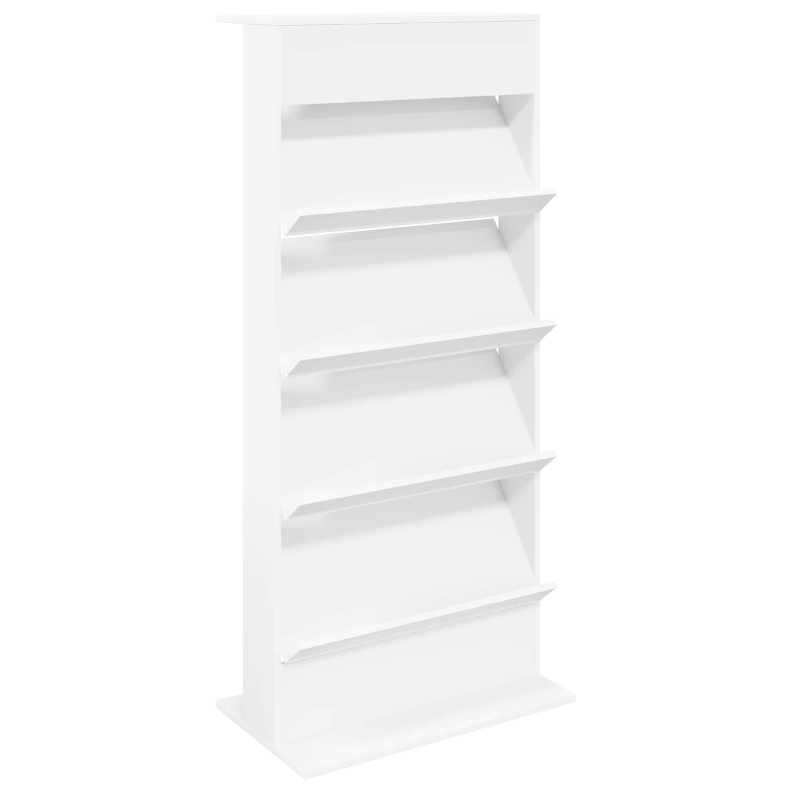 vidaXL Tijdschrift Rek met plank Wit 70 x 41 x 156 cm Bewerkt hout