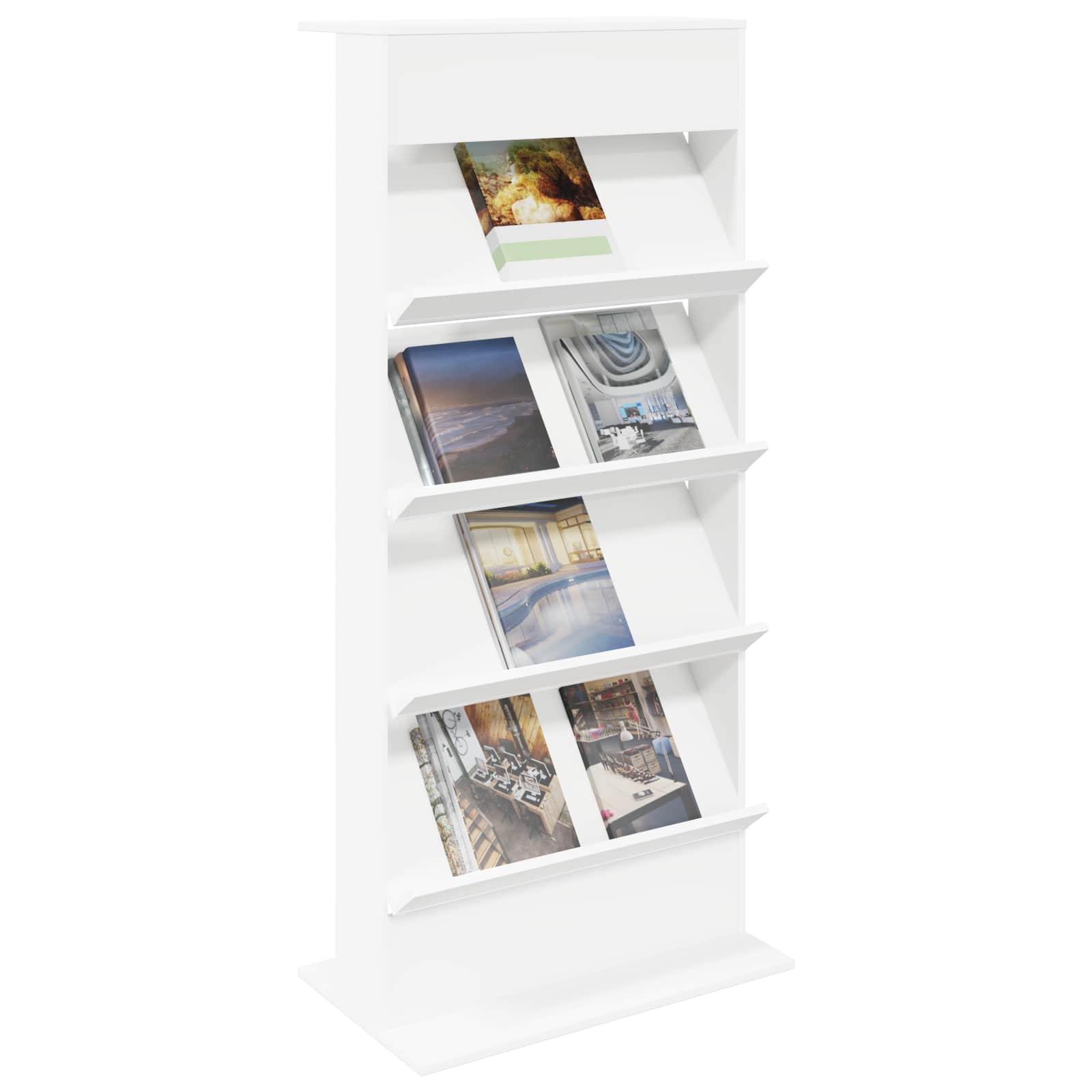 vidaXL Tijdschrift Rek met plank Wit 70 x 41 x 156 cm Bewerkt hout