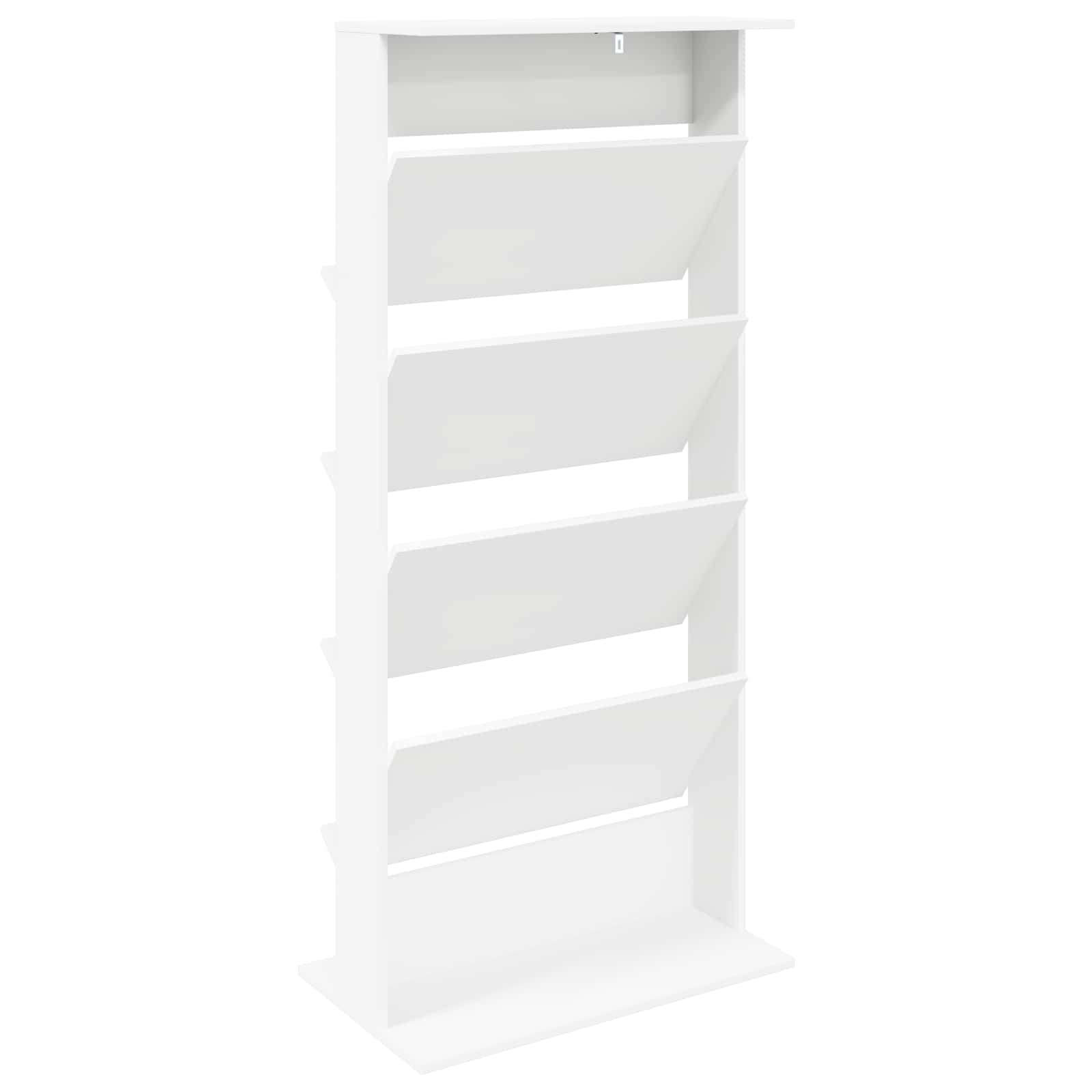 vidaXL Tijdschrift Rek met plank Wit 70 x 41 x 156 cm Bewerkt hout