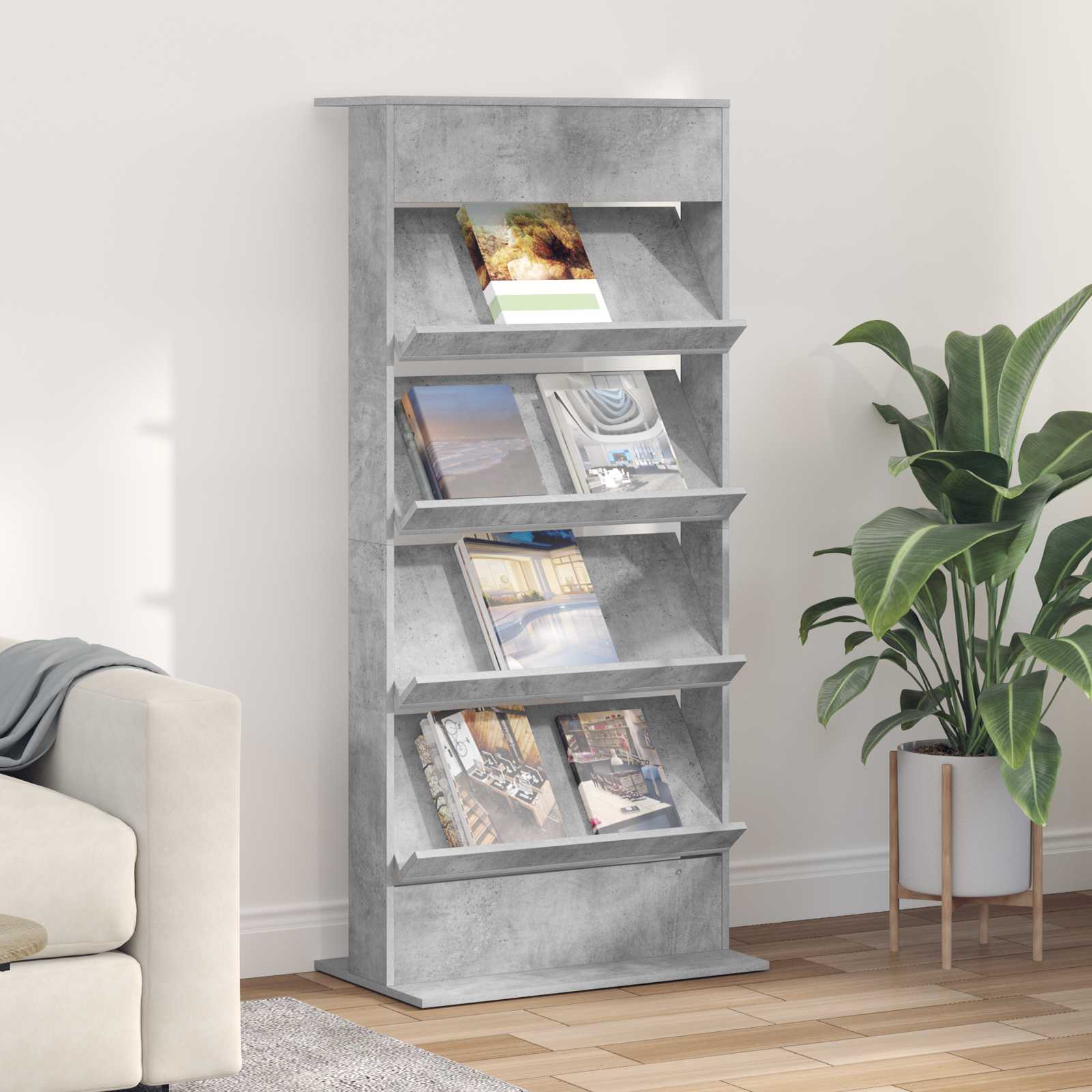 vidaXL Tijdschrift Rek met plank Wit 70 x 41 x 156 cm Bewerkt hout