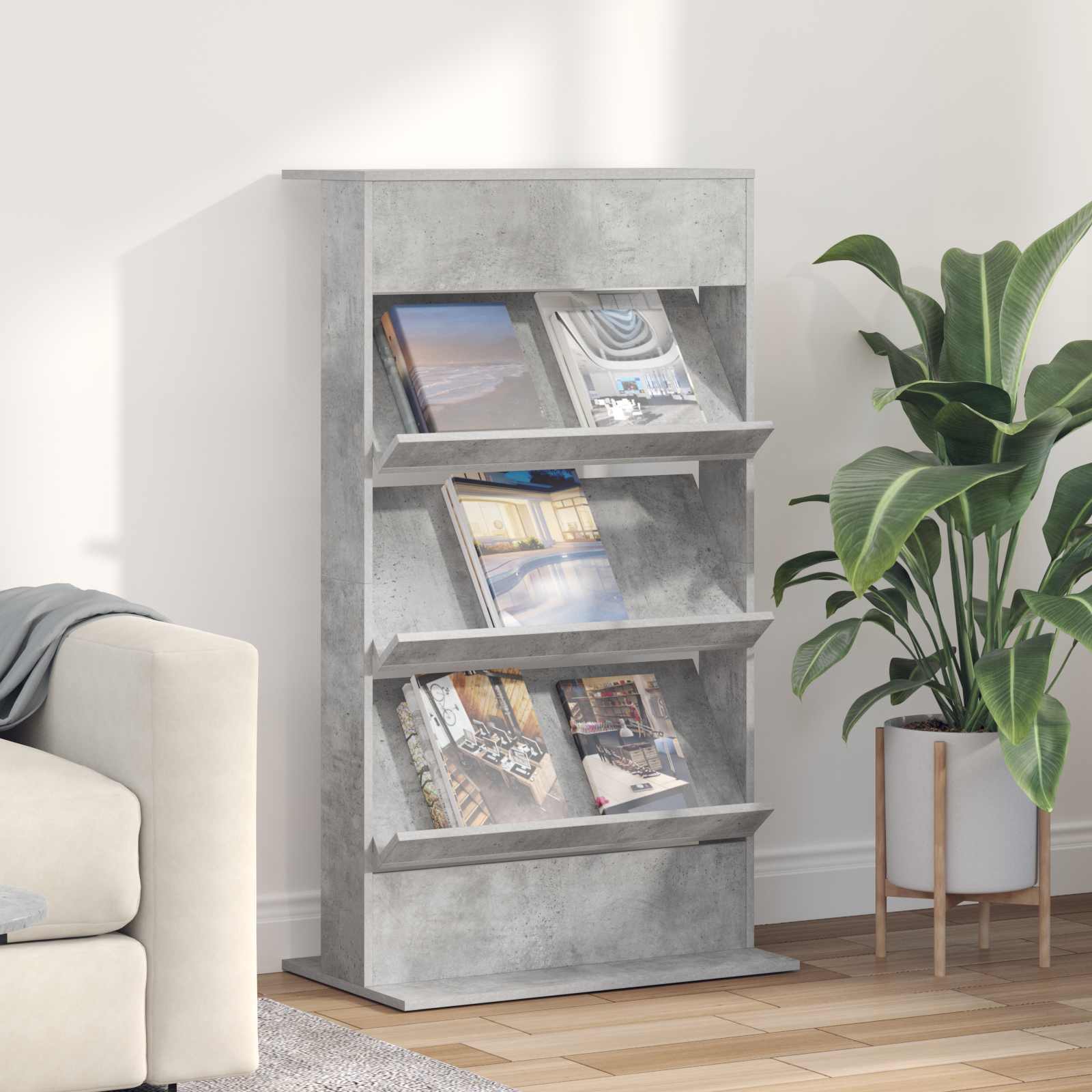 vidaXL Tijdschrift Rek met plank Wit 70 x 41 x 156 cm Bewerkt hout