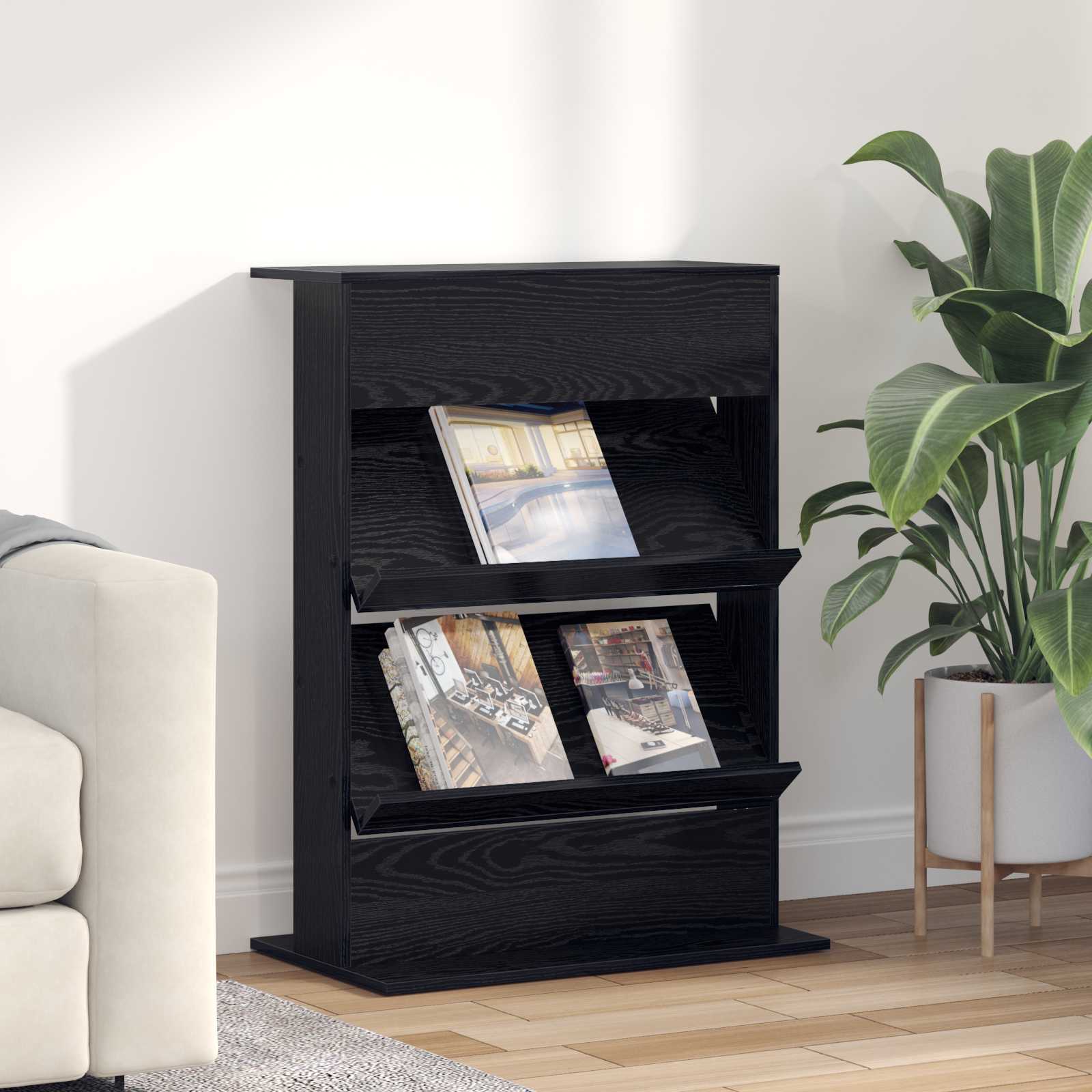 vidaXL Tijdschrift Rek met plank Wit 70 x 41 x 156 cm Bewerkt hout