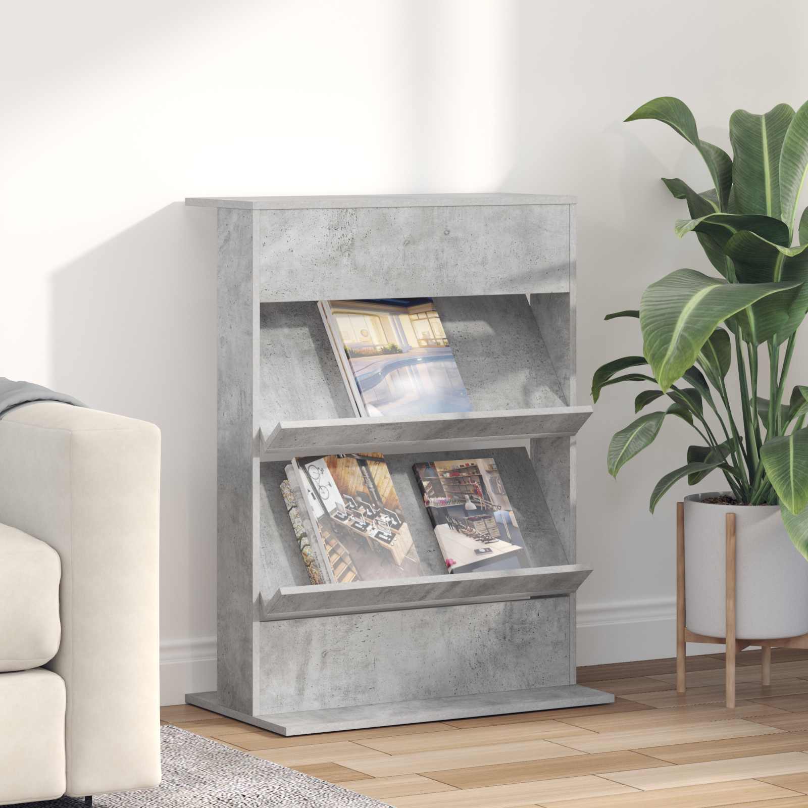 vidaXL Tijdschrift Rek met plank Wit 70 x 41 x 156 cm Bewerkt hout