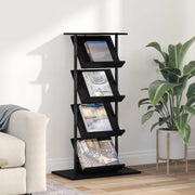 vidaXL Tijdschrift Rek Zwart Eiken 68 x 40 x 123.5 cm Bewerkt hout