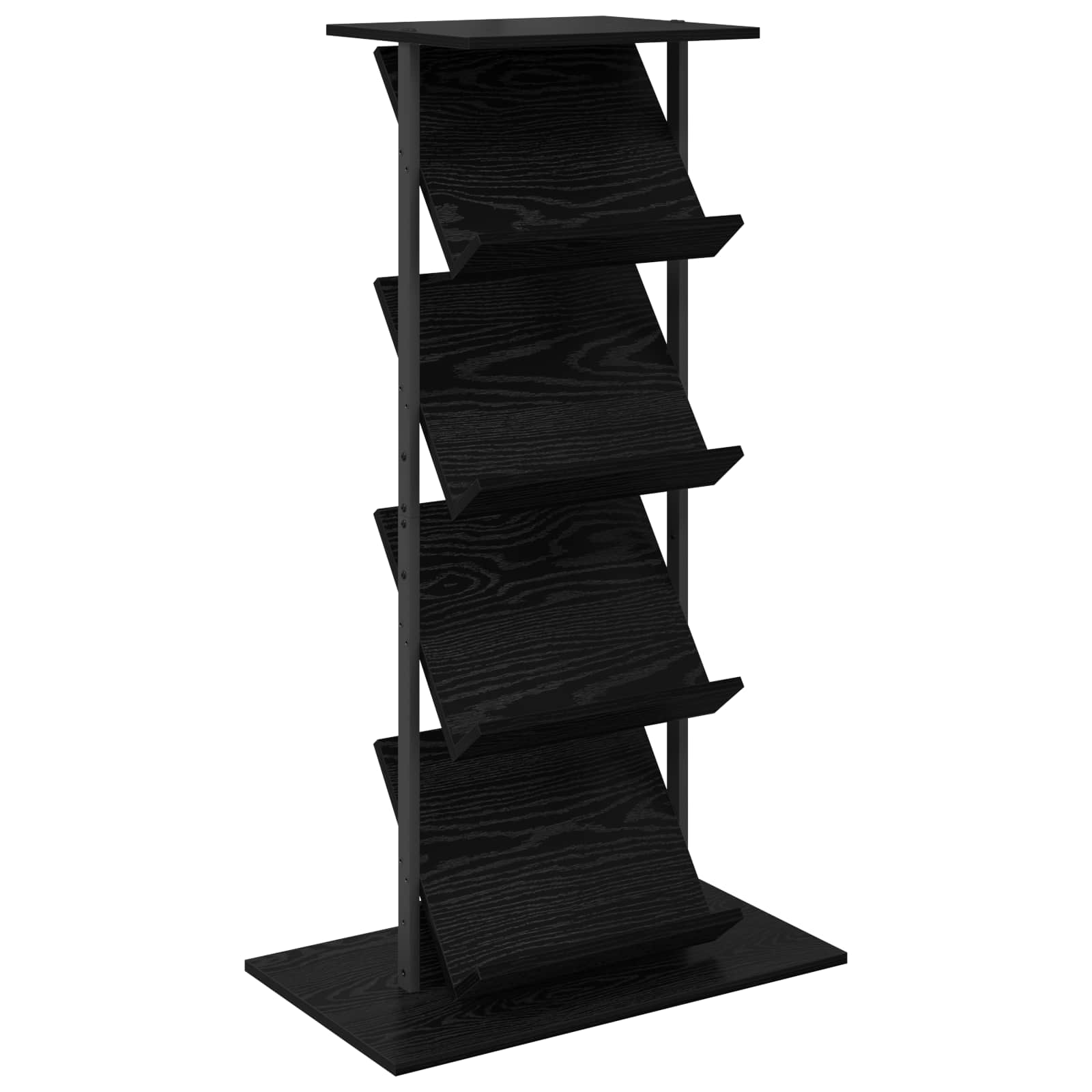 vidaXL Tijdschrift Rek Zwart Eiken 68 x 40 x 123.5 cm Bewerkt hout