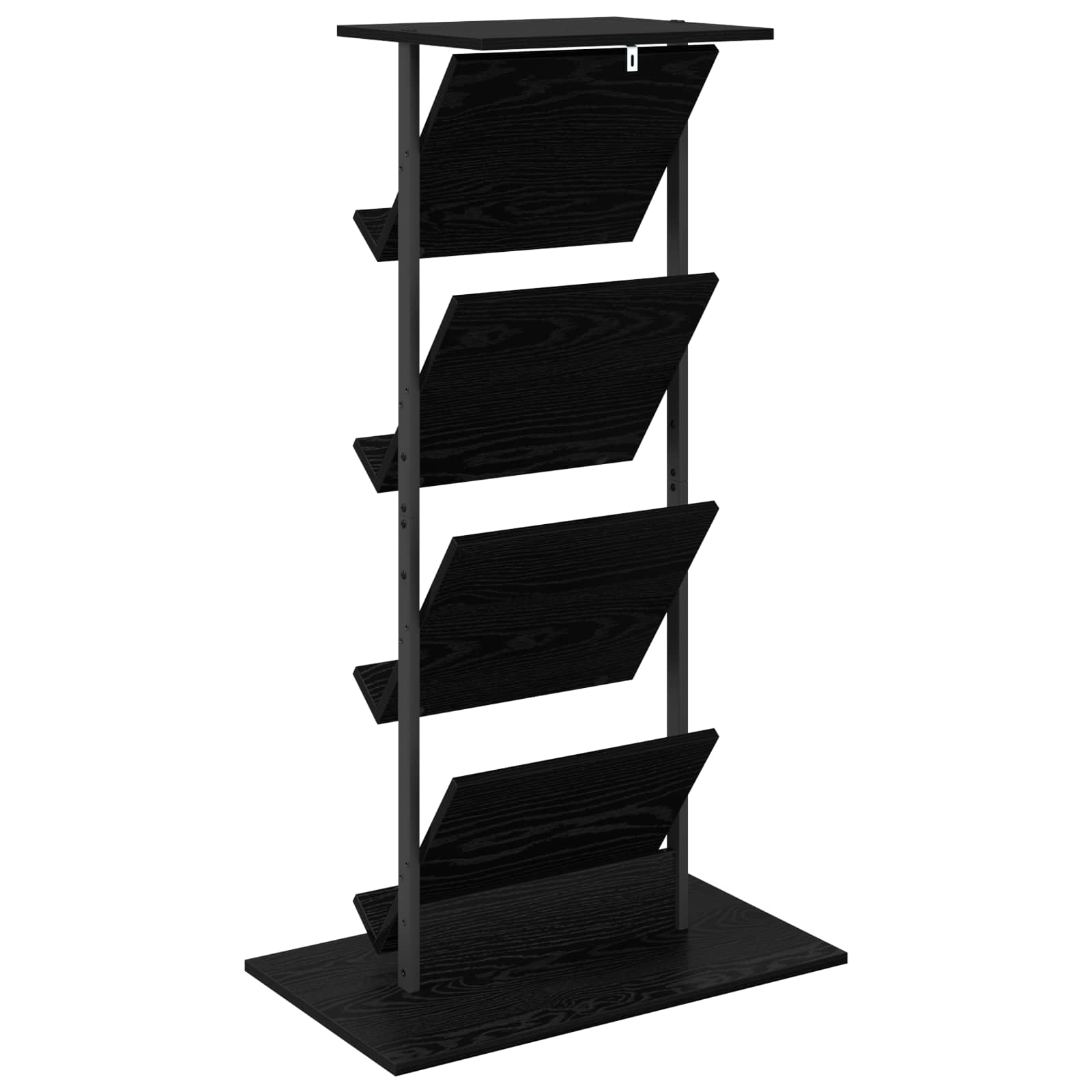 vidaXL Tijdschrift Rek Zwart Eiken 68 x 40 x 123.5 cm Bewerkt hout