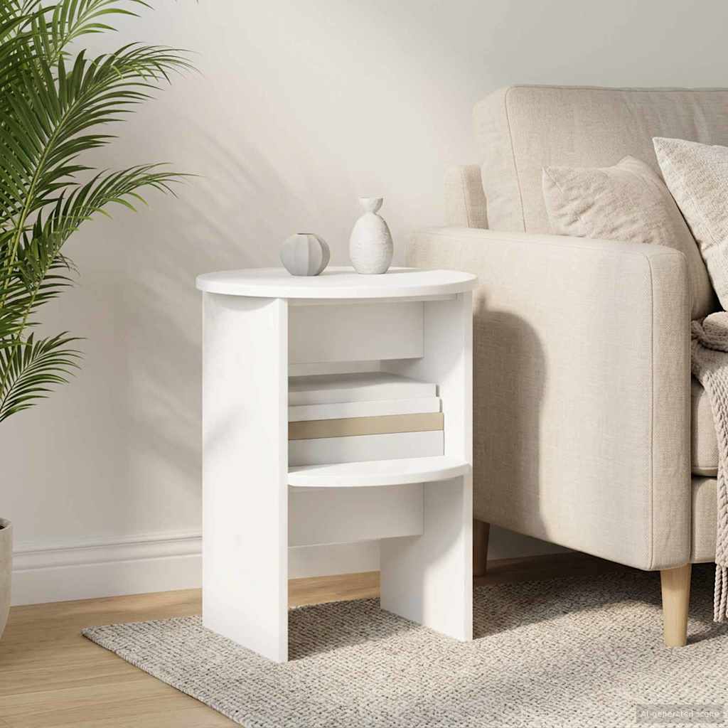 vidaXL Bijzetkast Wit Ø40 x 50 cm Geconstrueerd hout