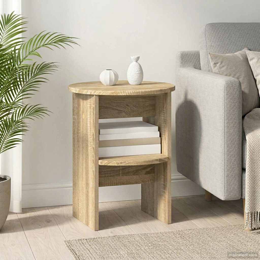 vidaXL Bijzetkast Wit Ø40 x 50 cm Geconstrueerd hout