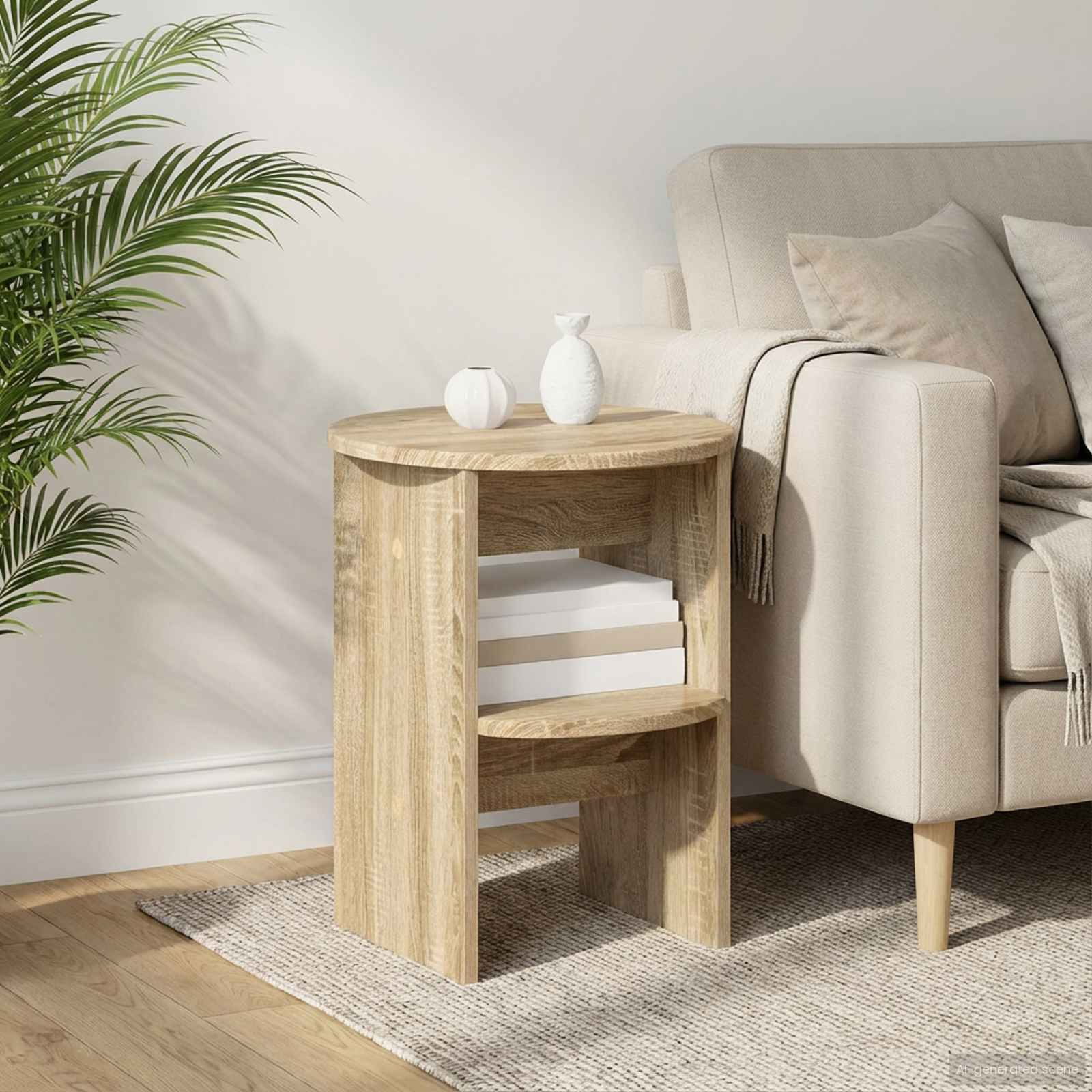 vidaXL Bijzetkast Wit Ø40 x 50 cm Geconstrueerd hout
