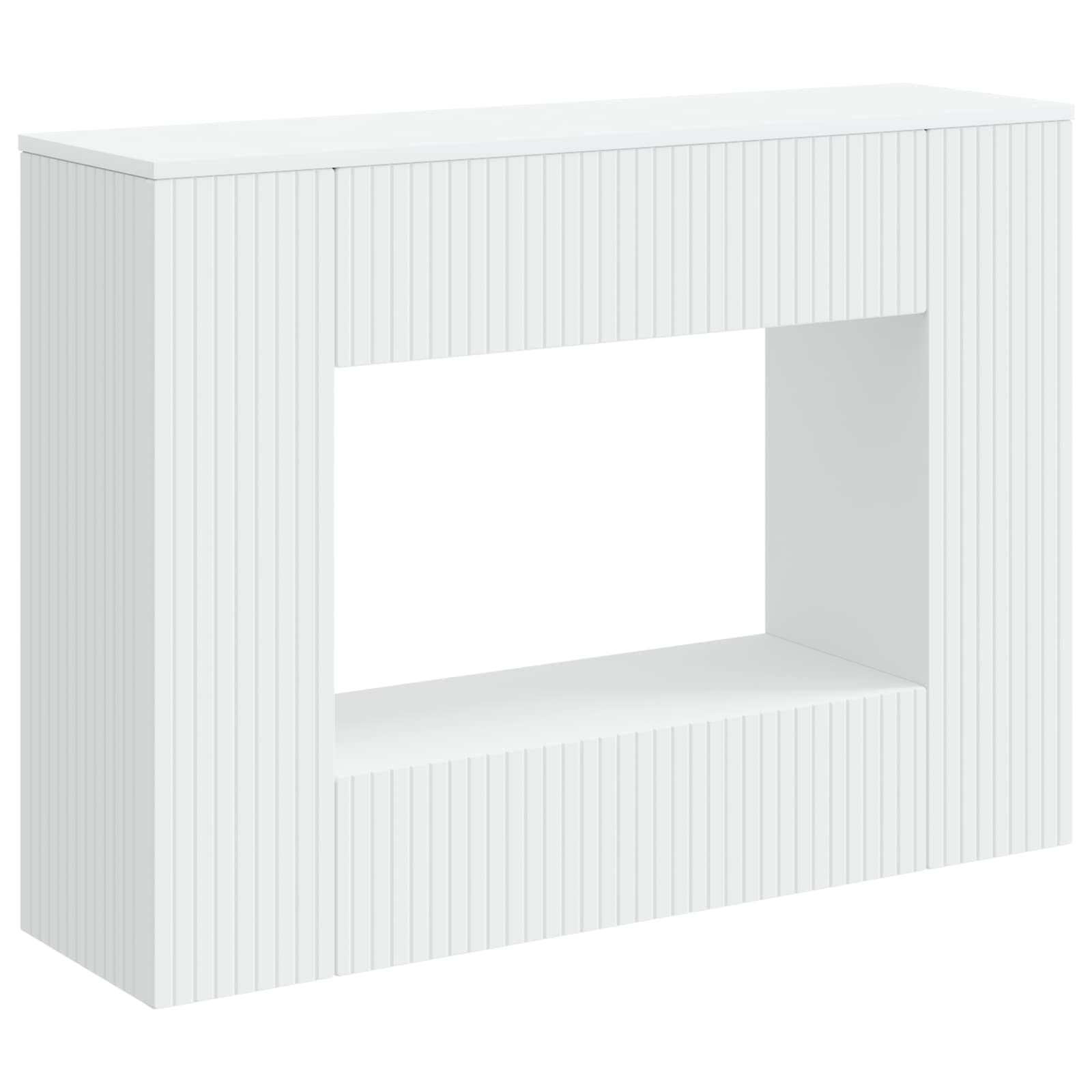 vidaXL Wandtafel Gestreept Wit 155 x 29 x 74 cm Geconstrueerd hout