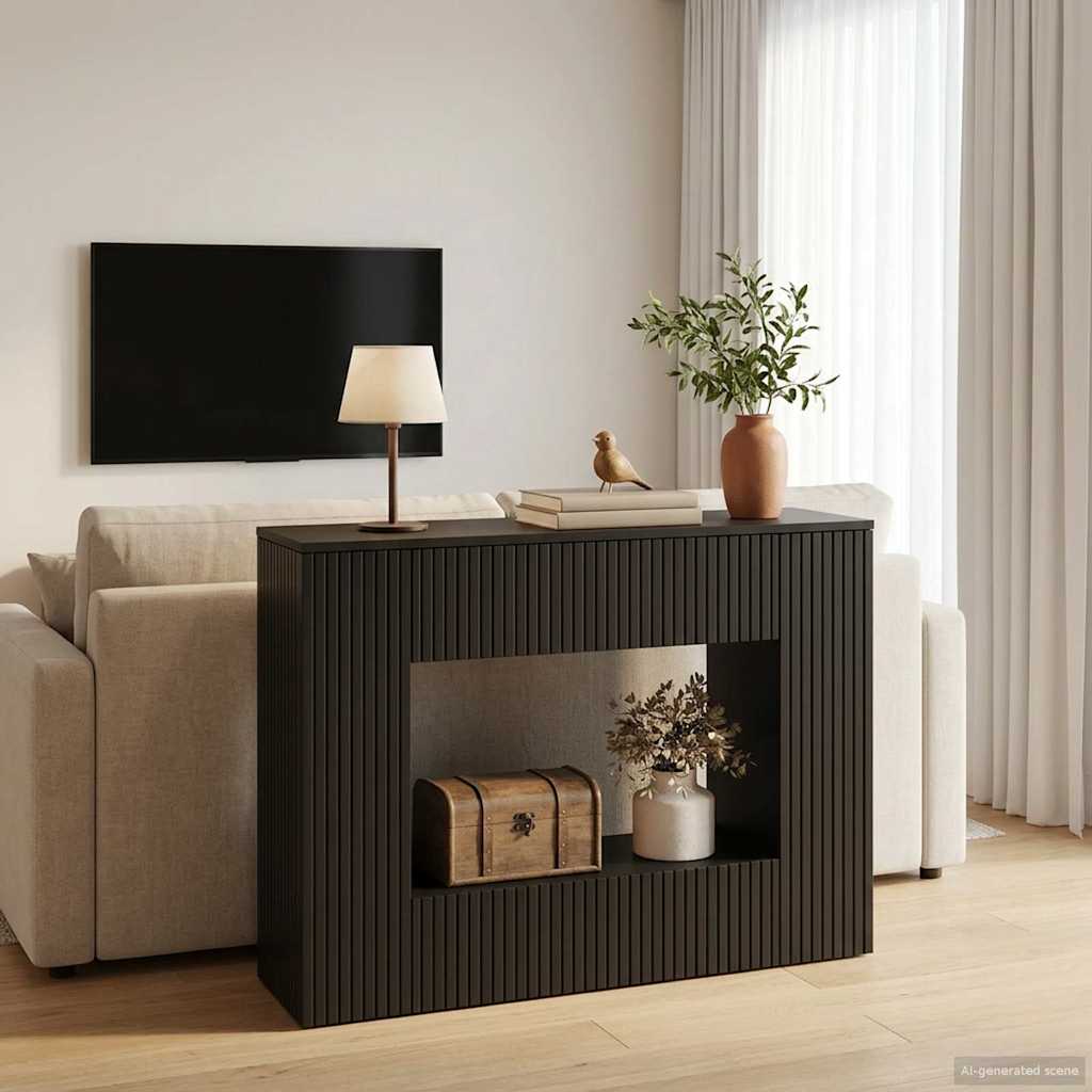 vidaXL Wandtafel Gestreept Wit 155 x 29 x 74 cm Geconstrueerd hout