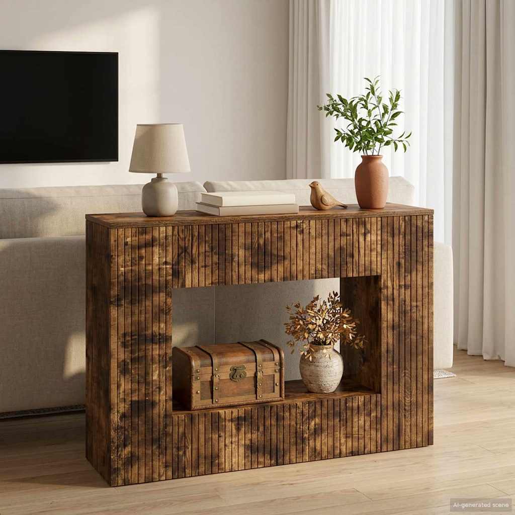 vidaXL Wandtafel Gestreept Wit 155 x 29 x 74 cm Geconstrueerd hout
