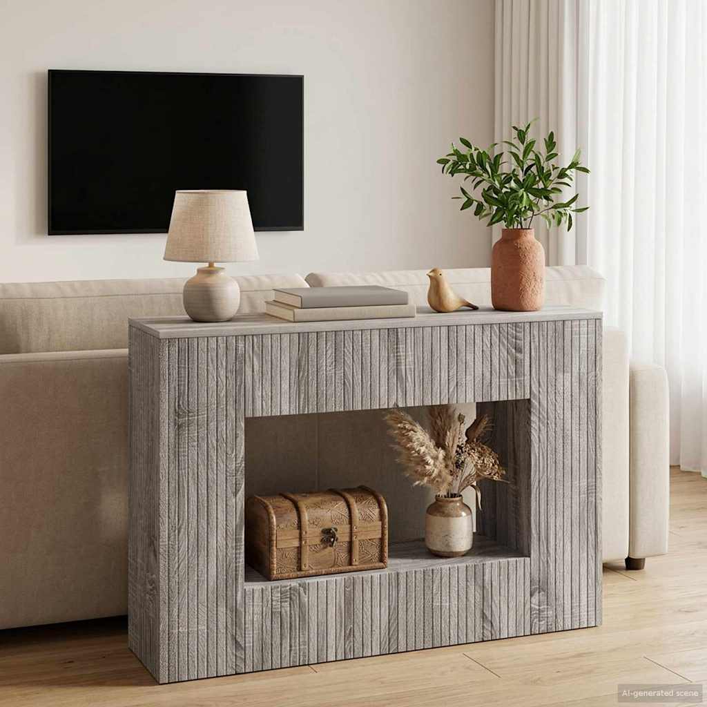 vidaXL Wandtafel Gestreept Wit 155 x 29 x 74 cm Geconstrueerd hout