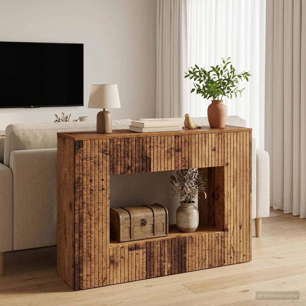 vidaXL Wandtafel Gestreept Wit 155 x 29 x 74 cm Geconstrueerd hout