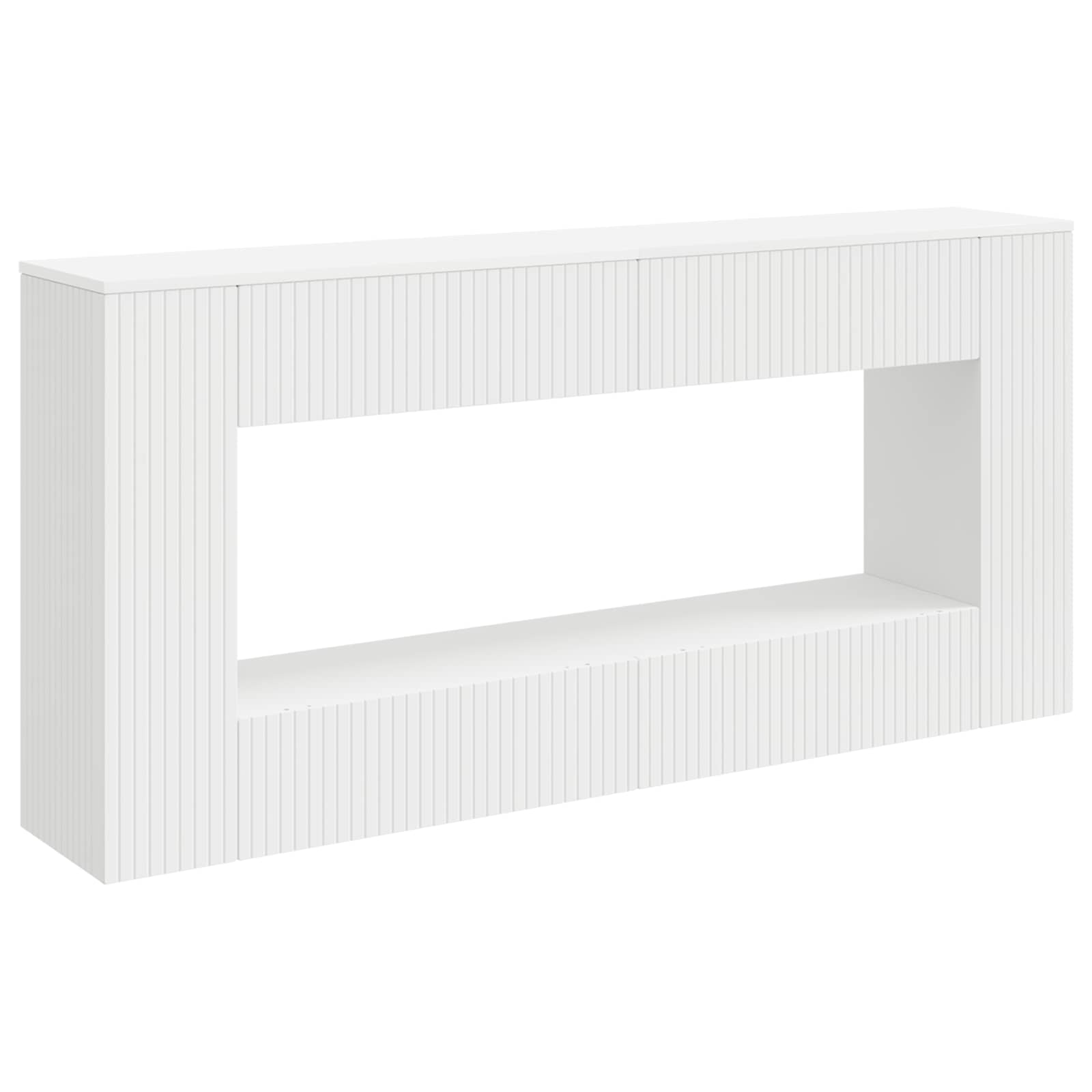 vidaXL Wandtafel Gestreept Wit 155 x 29 x 74 cm Geconstrueerd hout