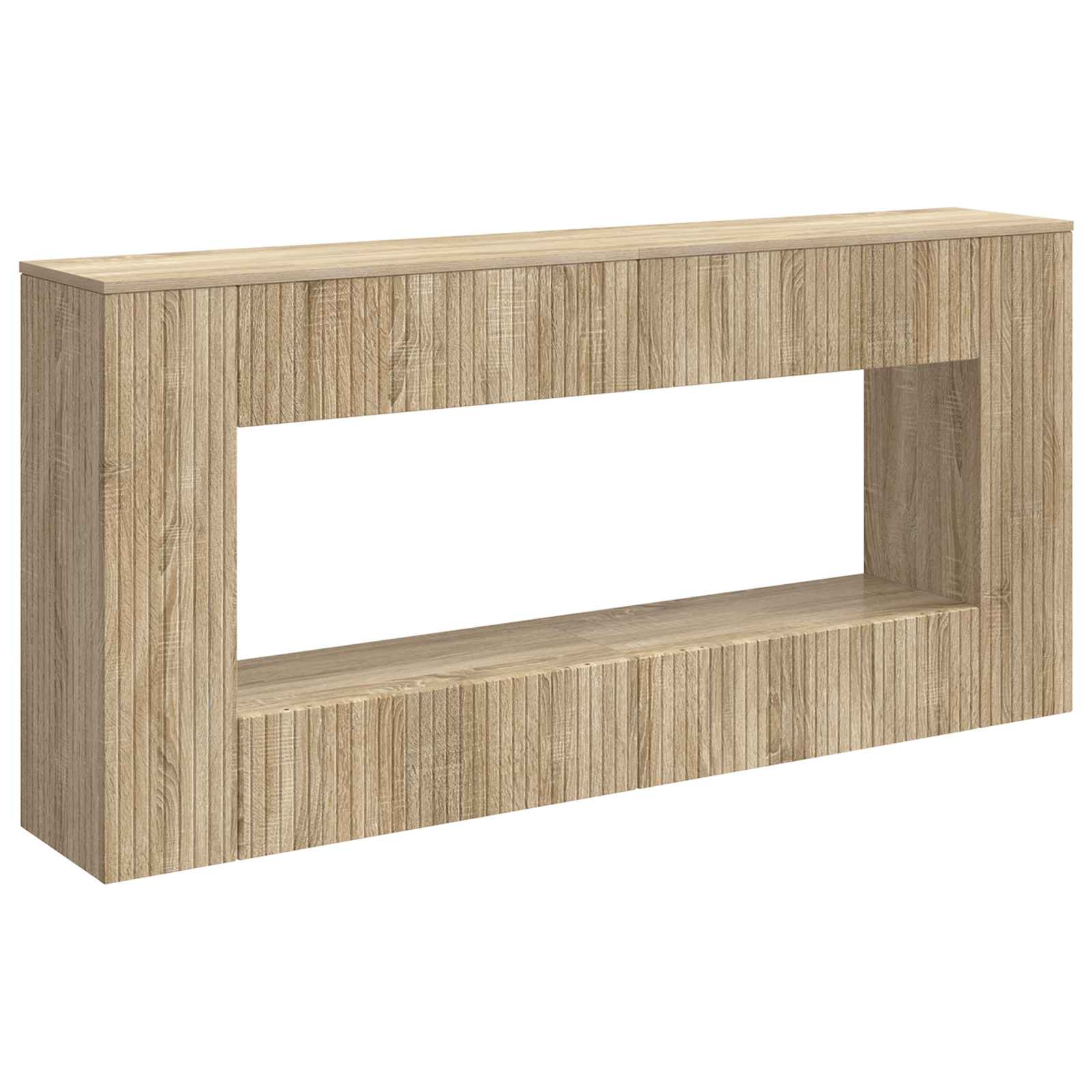 vidaXL Wandtafel Gestreept Wit 155 x 29 x 74 cm Geconstrueerd hout
