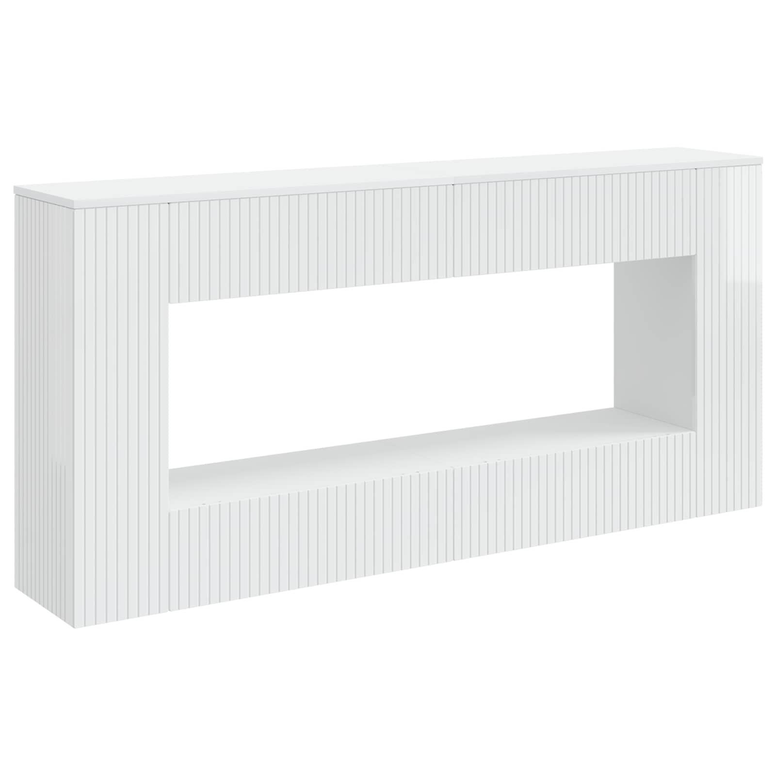 vidaXL Wandtafel Gestreept Wit 155 x 29 x 74 cm Geconstrueerd hout