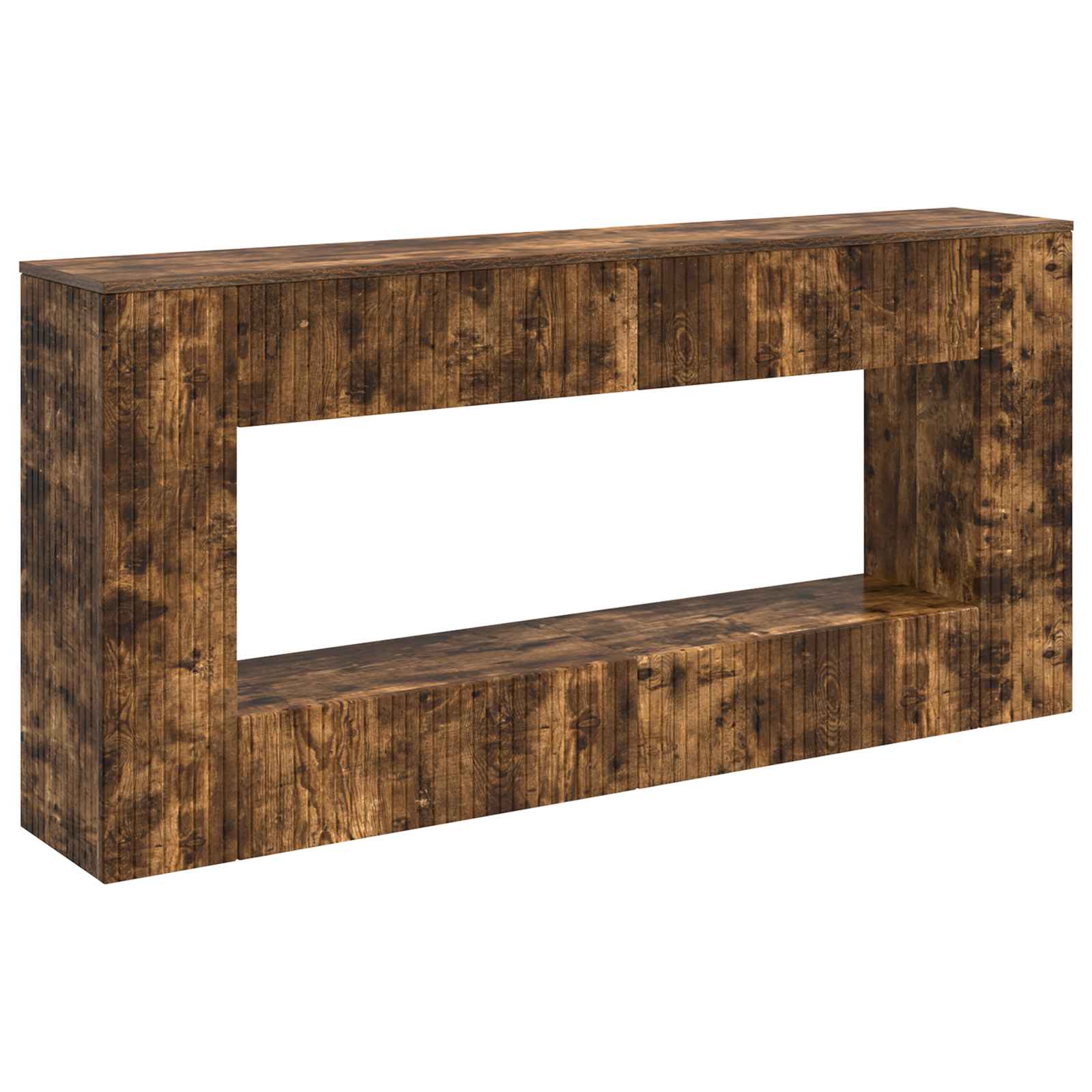 vidaXL Wandtafel Gestreept Wit 155 x 29 x 74 cm Geconstrueerd hout