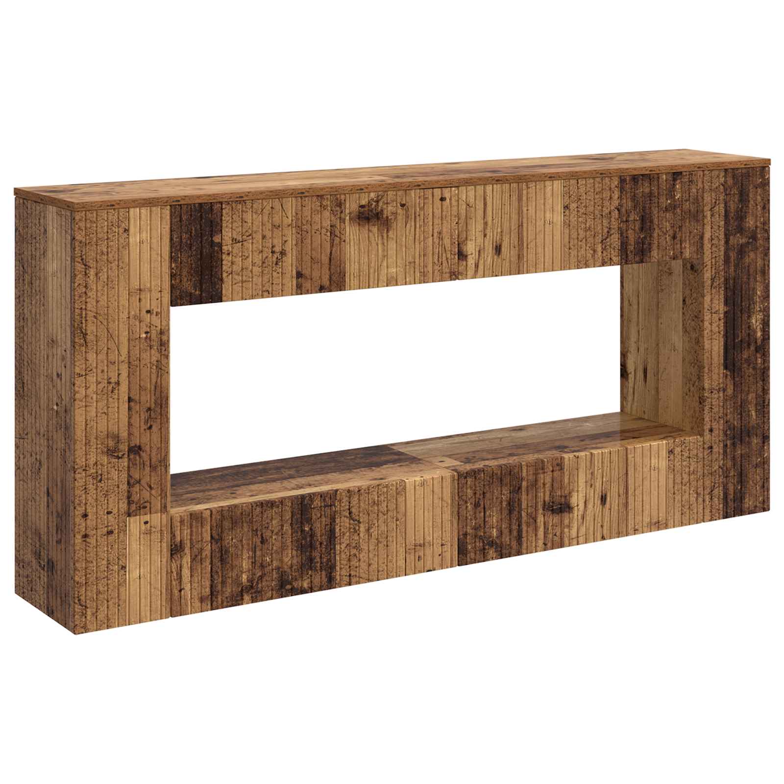 vidaXL Wandtafel Gestreept Wit 155 x 29 x 74 cm Geconstrueerd hout