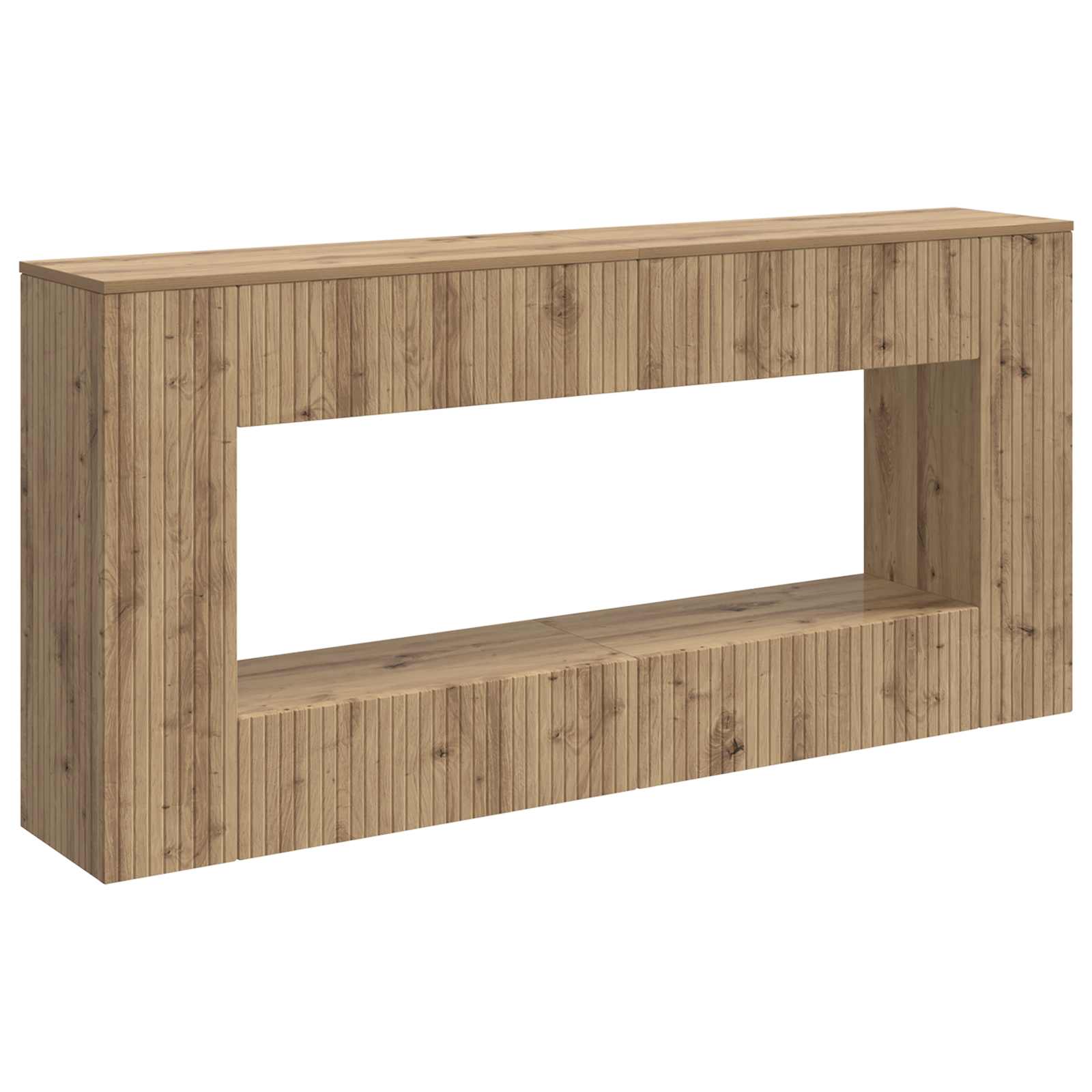 vidaXL Wandtafel Gestreept Wit 155 x 29 x 74 cm Geconstrueerd hout