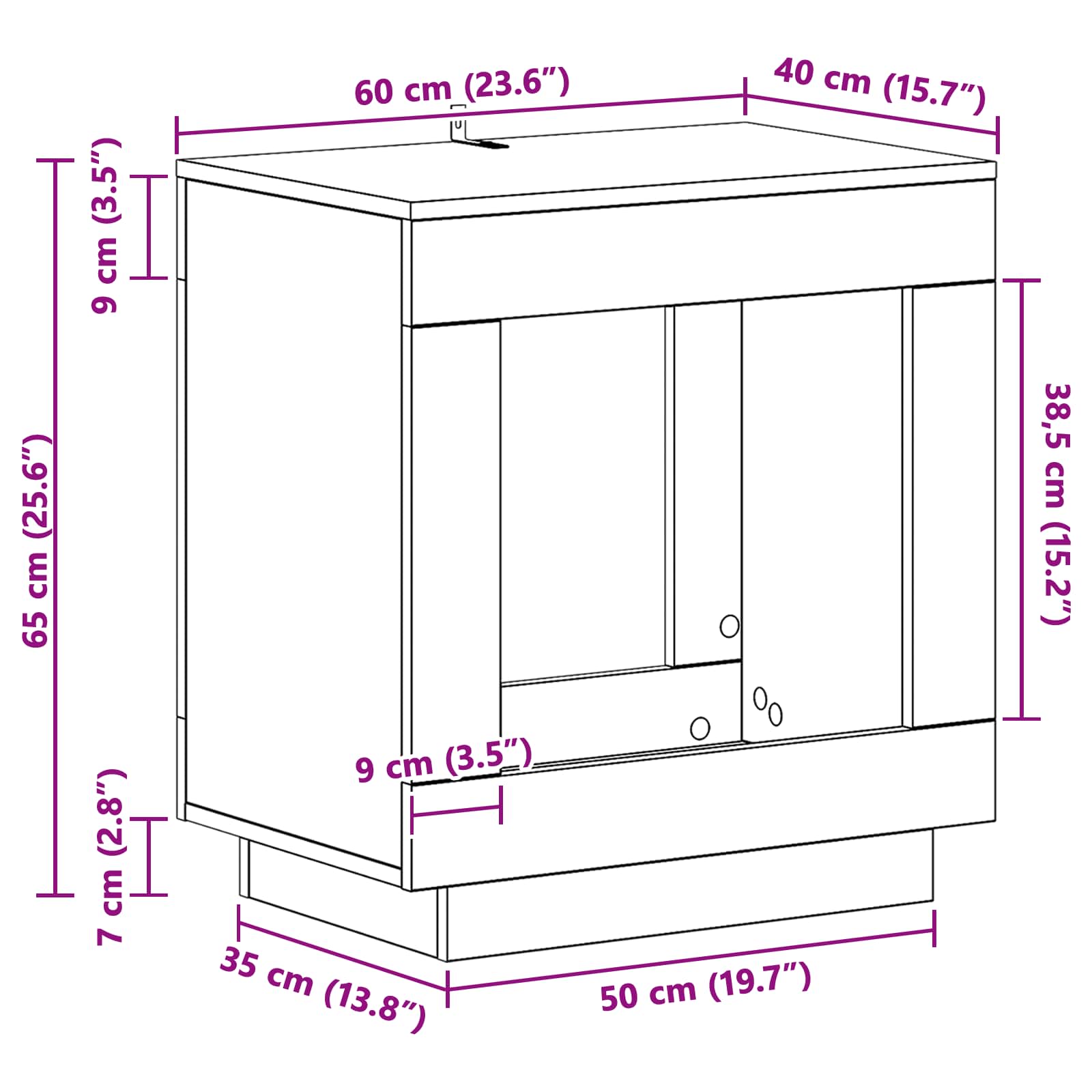 vidaXL Bijzettafel Wit 60 x 40 x 65 cm Geconstrueerd hout