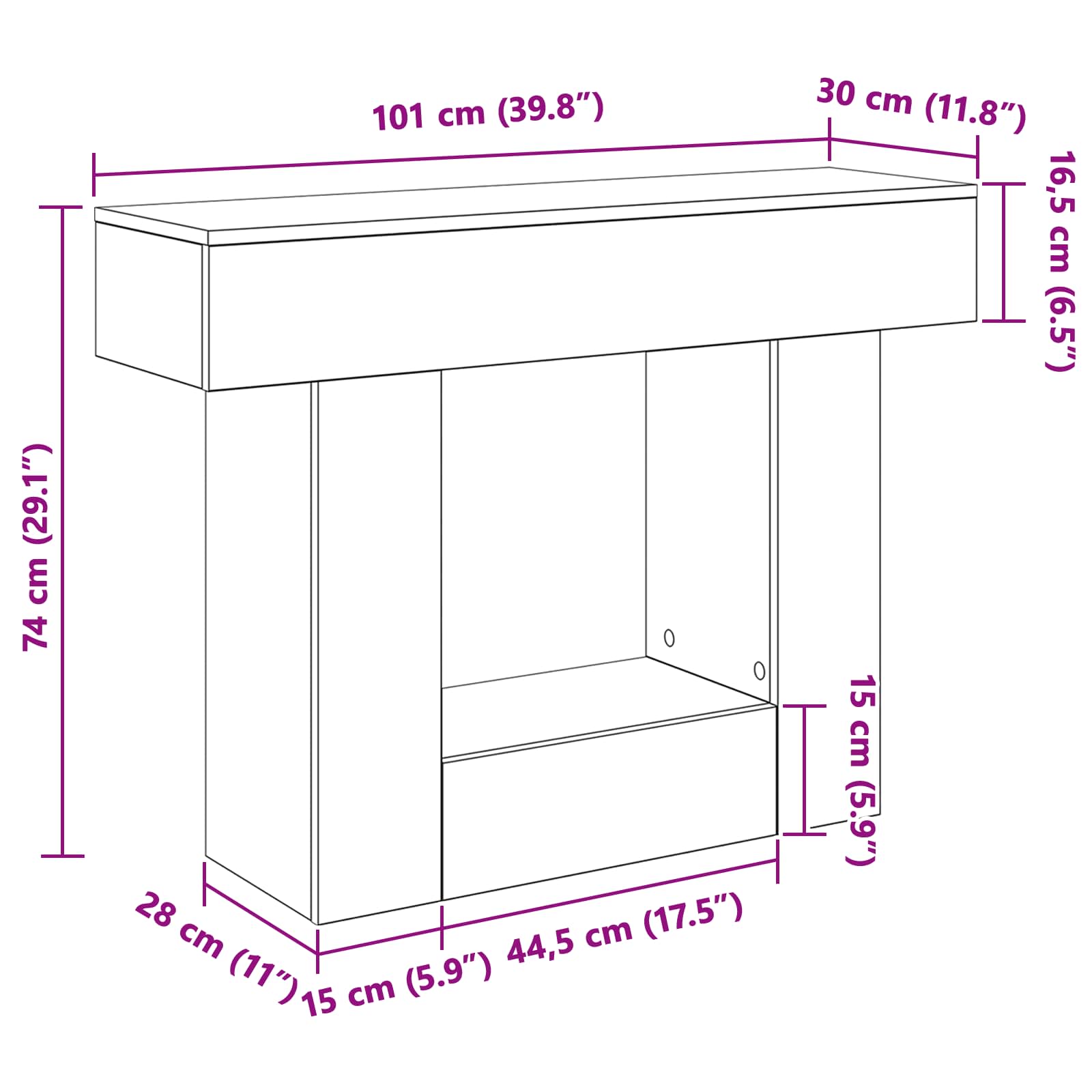 vidaXL Wit 101 x 30 x 74 cm