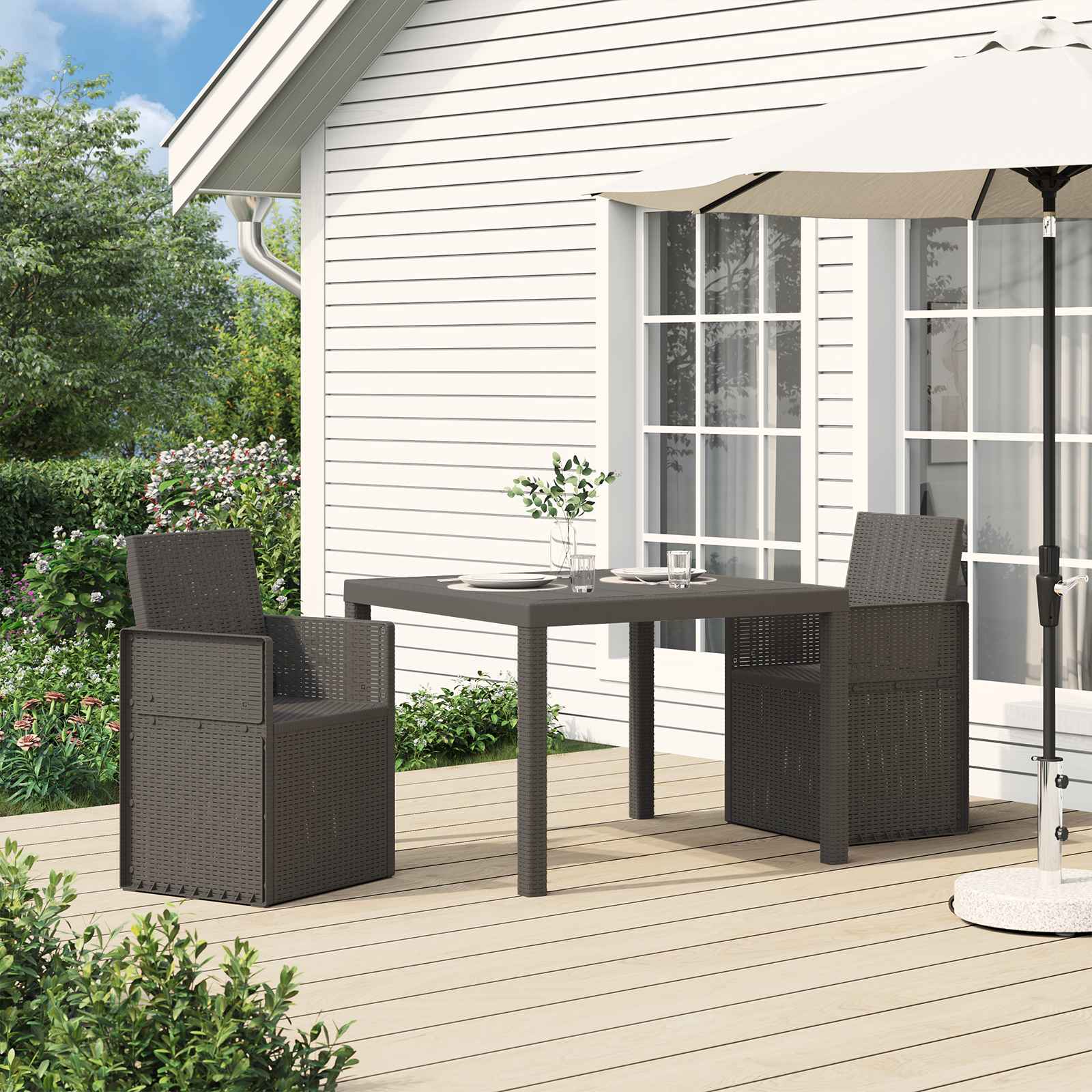 vidaXL Tuin Eetstoelen 2 pcs Antraciet 53 x 47 x 88,5 cm PP