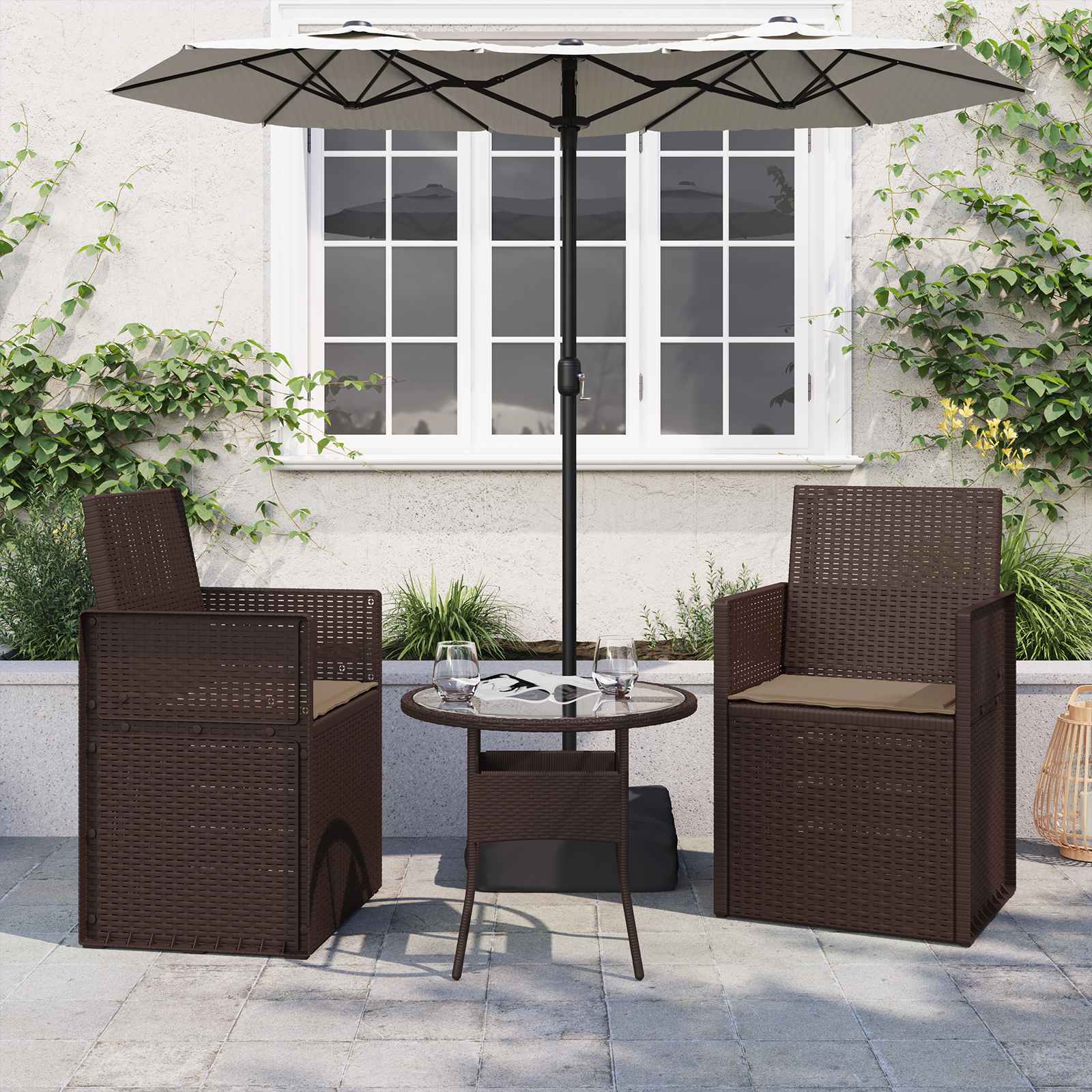 vidaXL Zitkussens 2 st. Crème 47 x 36 x 2 cm Polyester