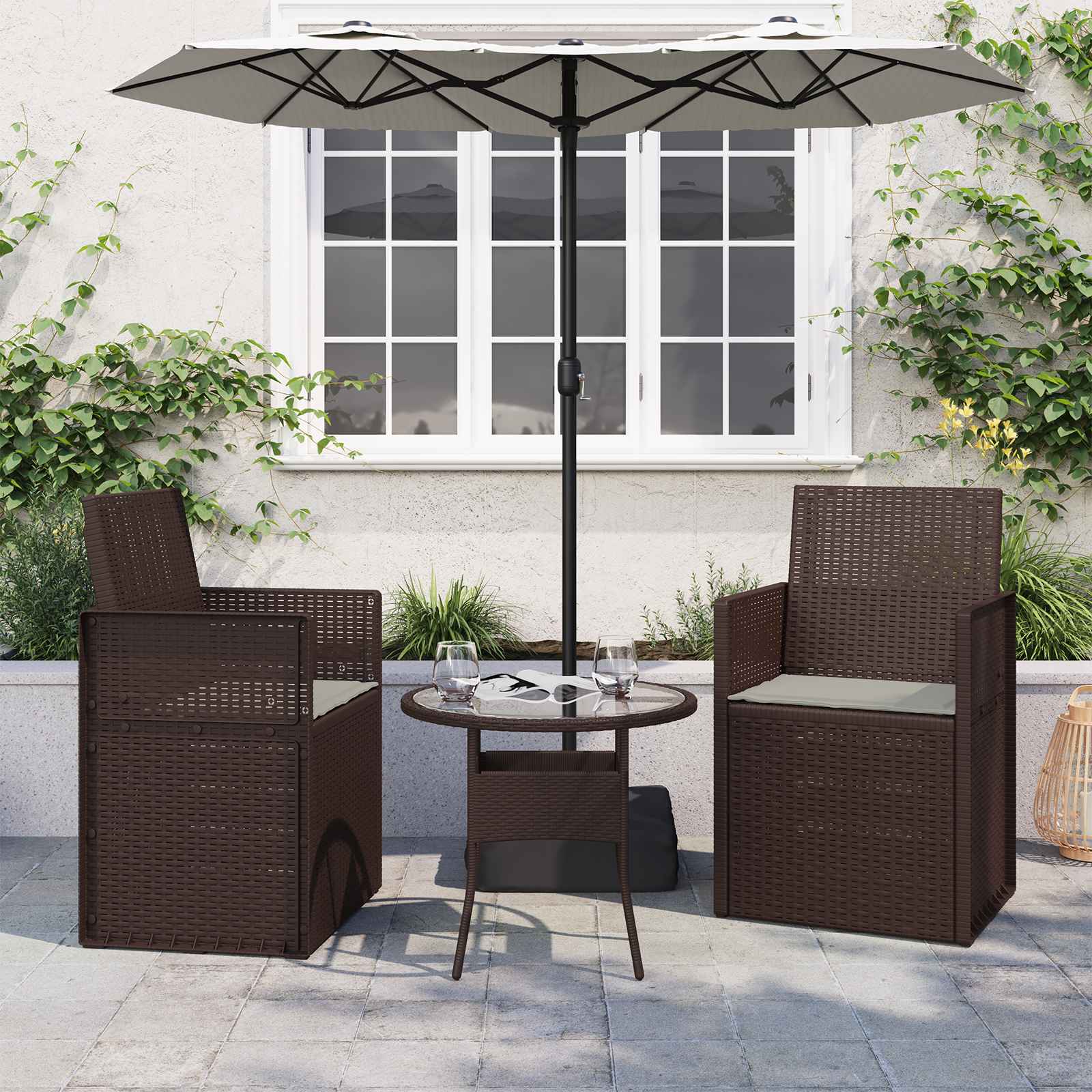 vidaXL Zitkussens 2 st. Crème 47 x 36 x 2 cm Polyester