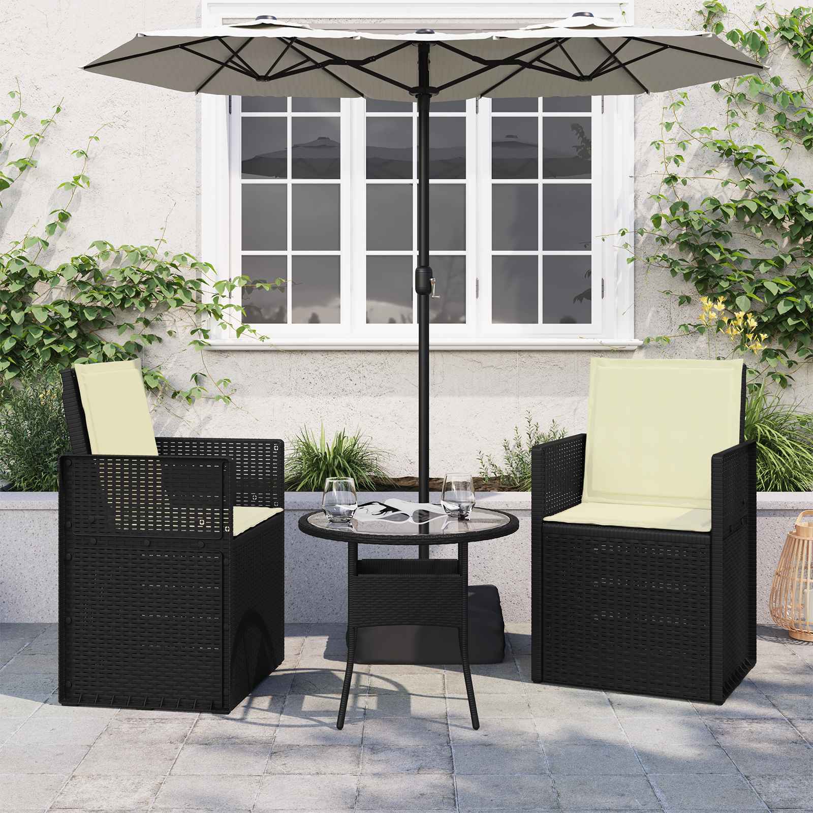 vidaXL Zitkussens 2 st. Crème 47 x 36 x 2 cm Polyester