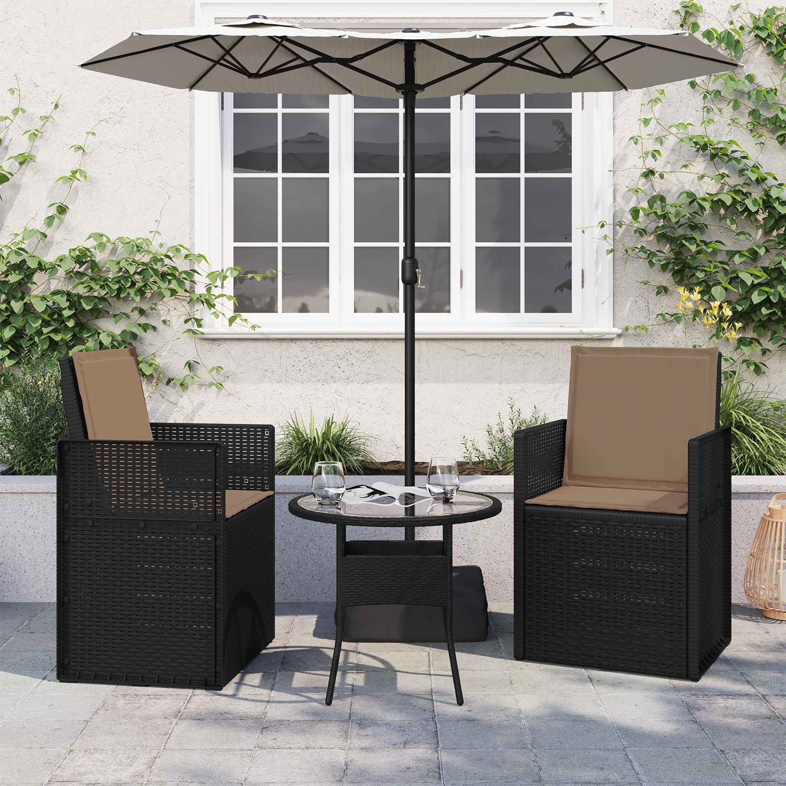 vidaXL Zitkussens 2 st. Crème 47 x 36 x 2 cm Polyester