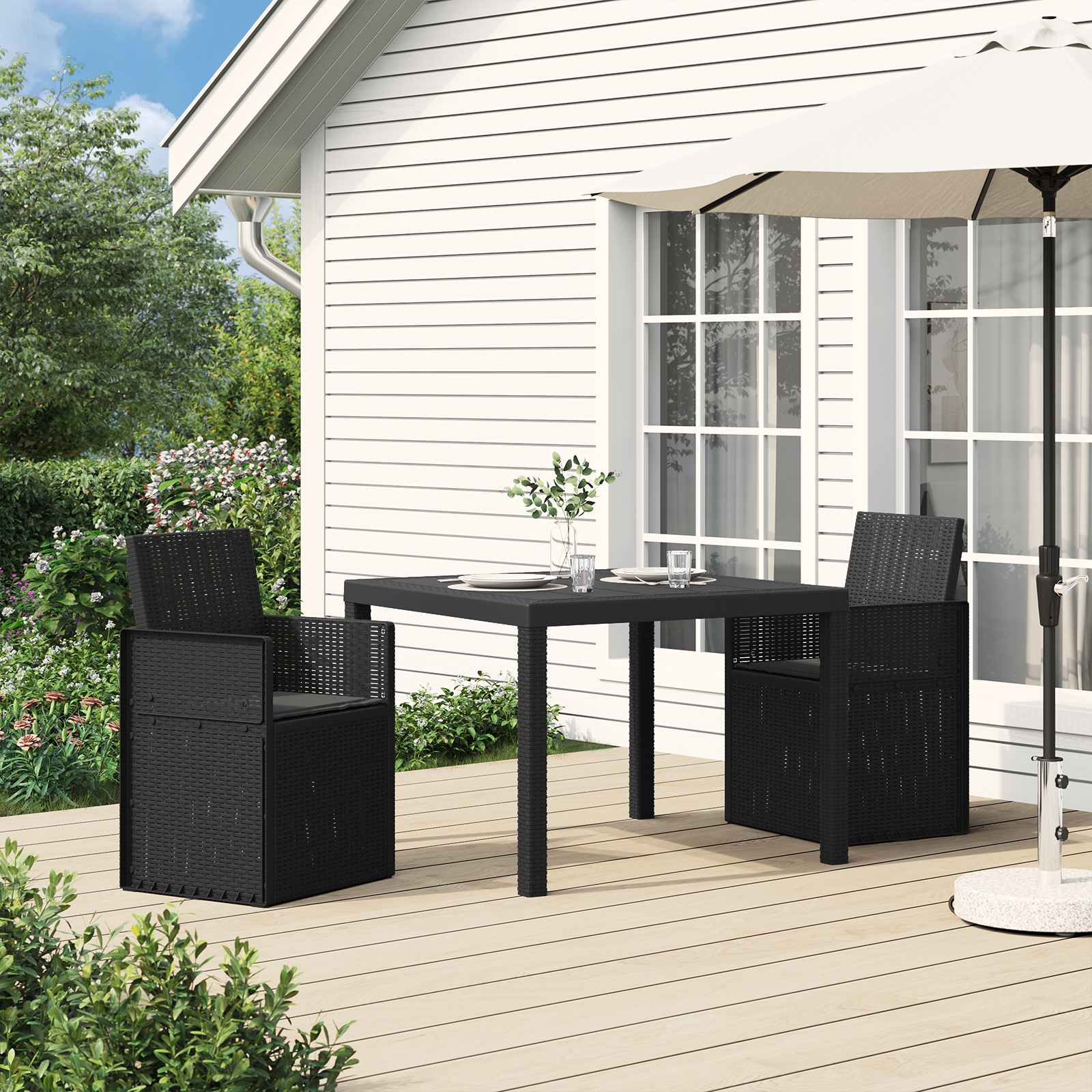 vidaXL Tuin Eetstoelen 2 pcs Antraciet 53 x 47 x 88,5 cm PP