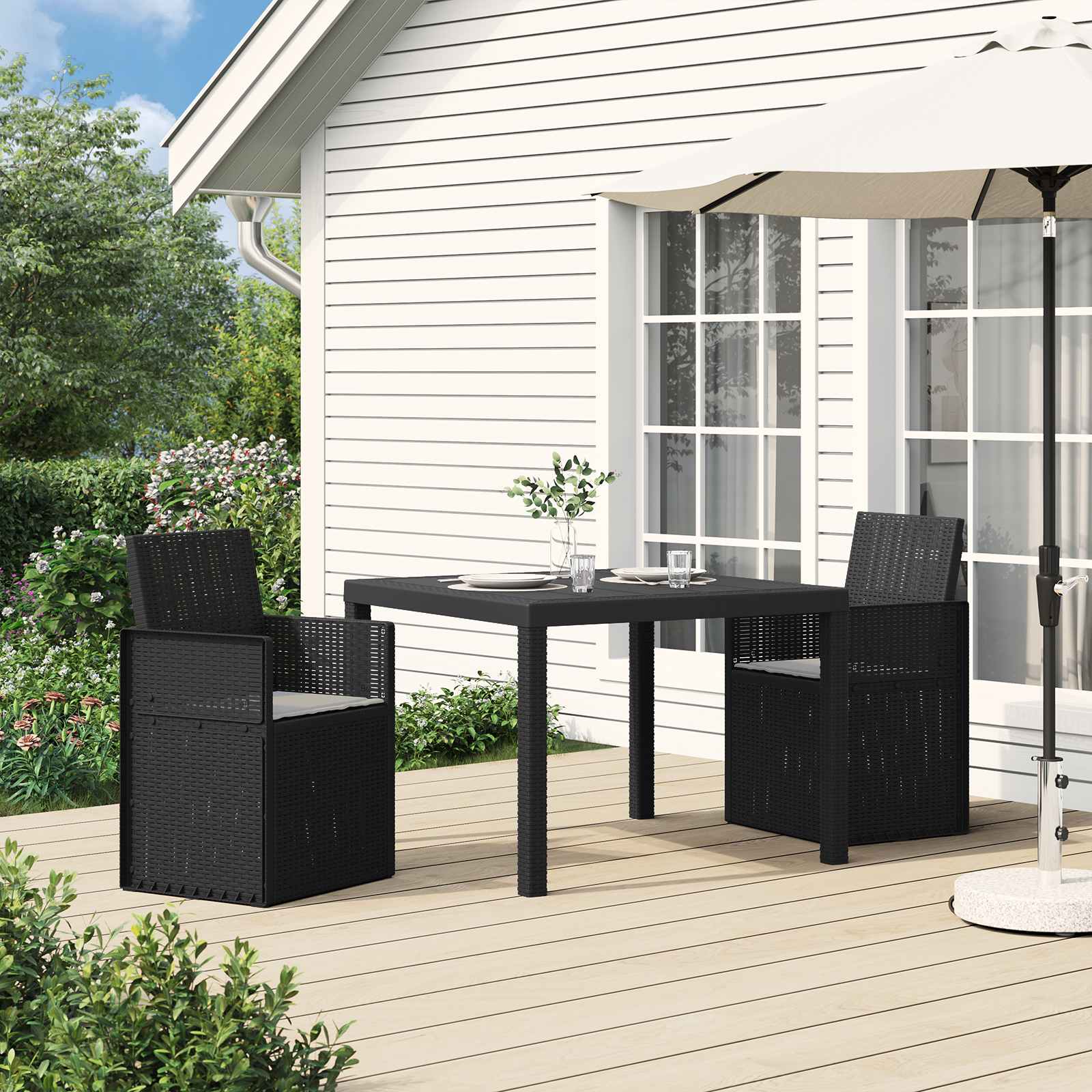 vidaXL Tuin Eetstoelen 2 pcs Antraciet 53 x 47 x 88,5 cm PP