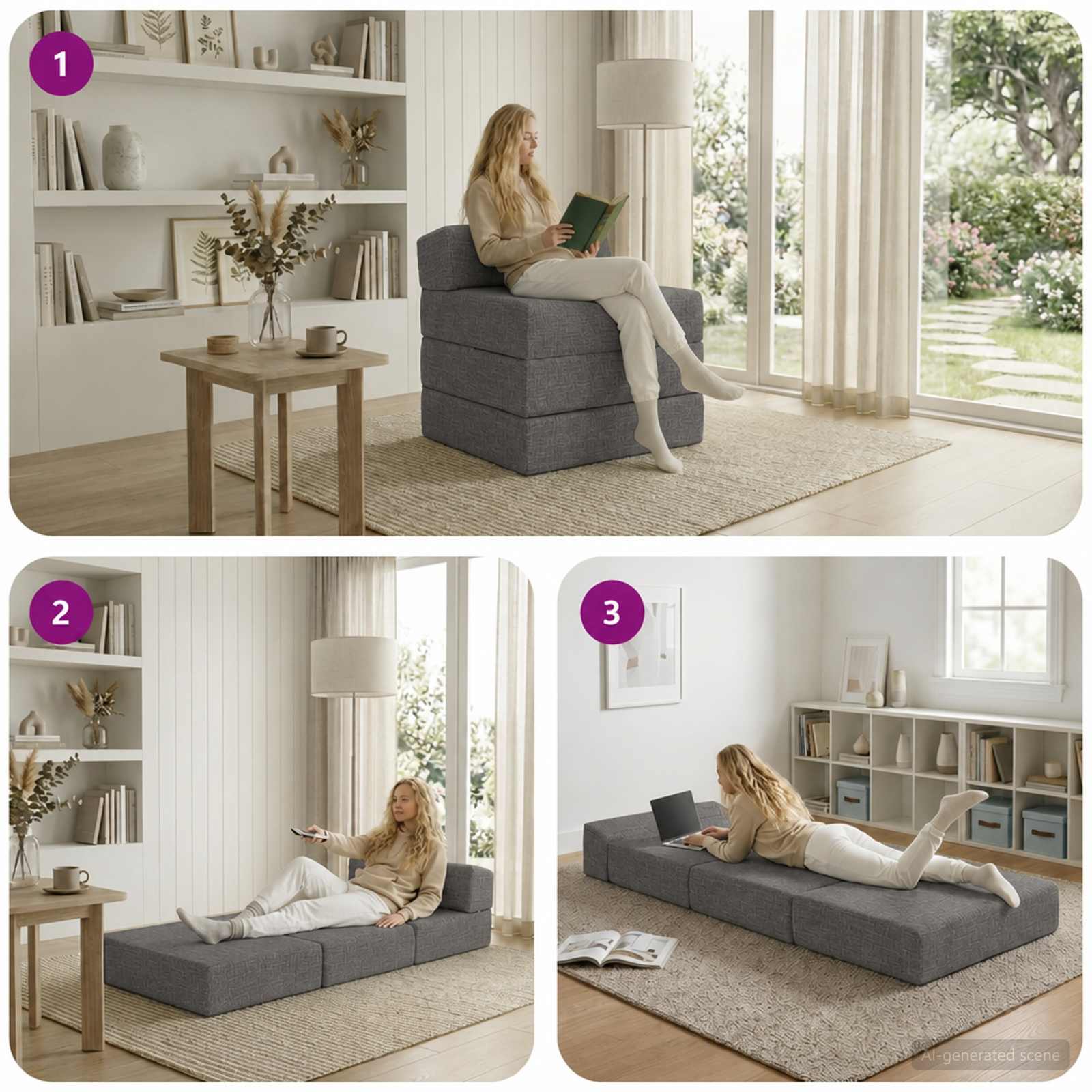 vidaXL Opvouwbare slaapbank Lichtgrijs 70 x 60 x 63 cm Stof