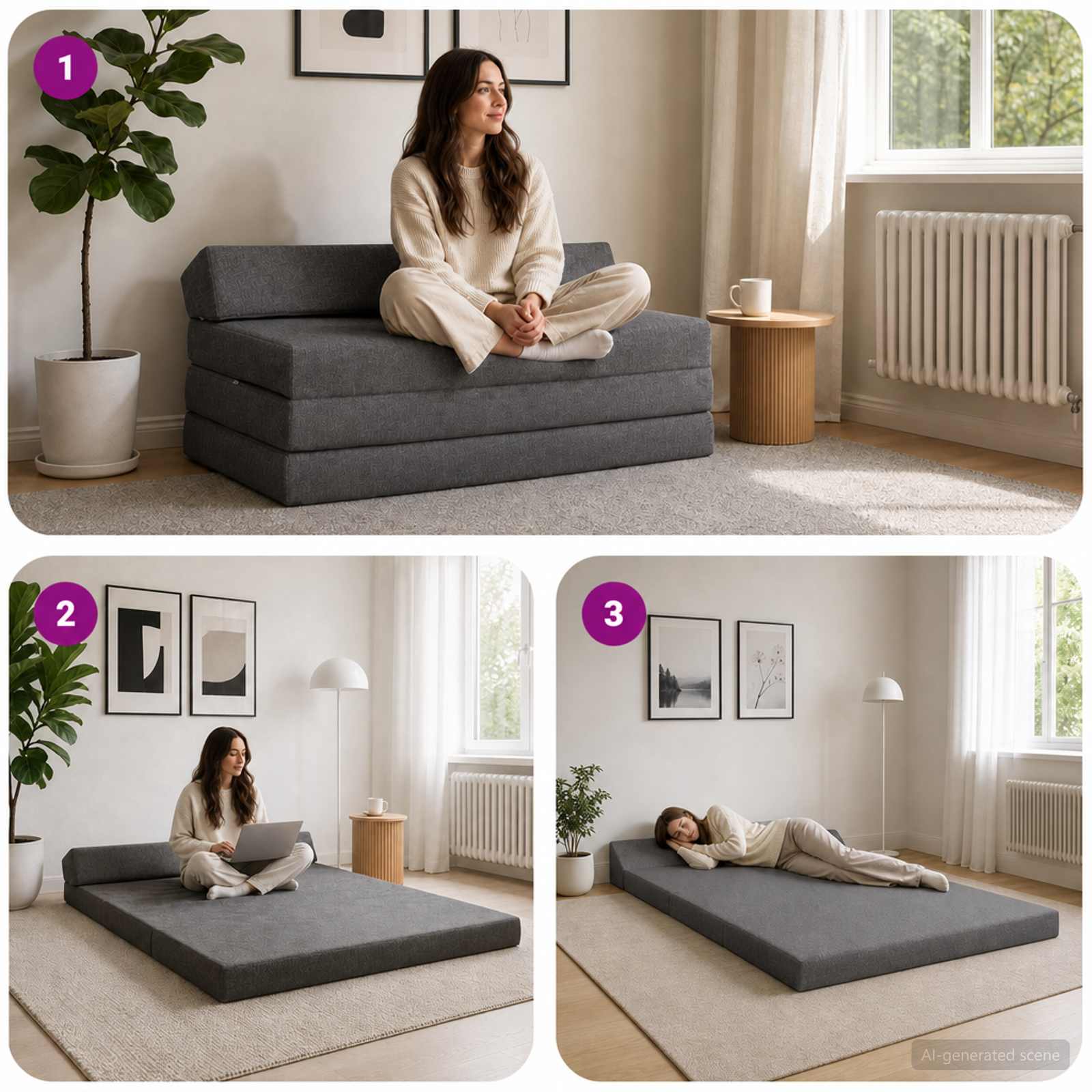 vidaXL Vouwbare Bankbed Lichtgrijs 120 x 60 x 49 cm Stof