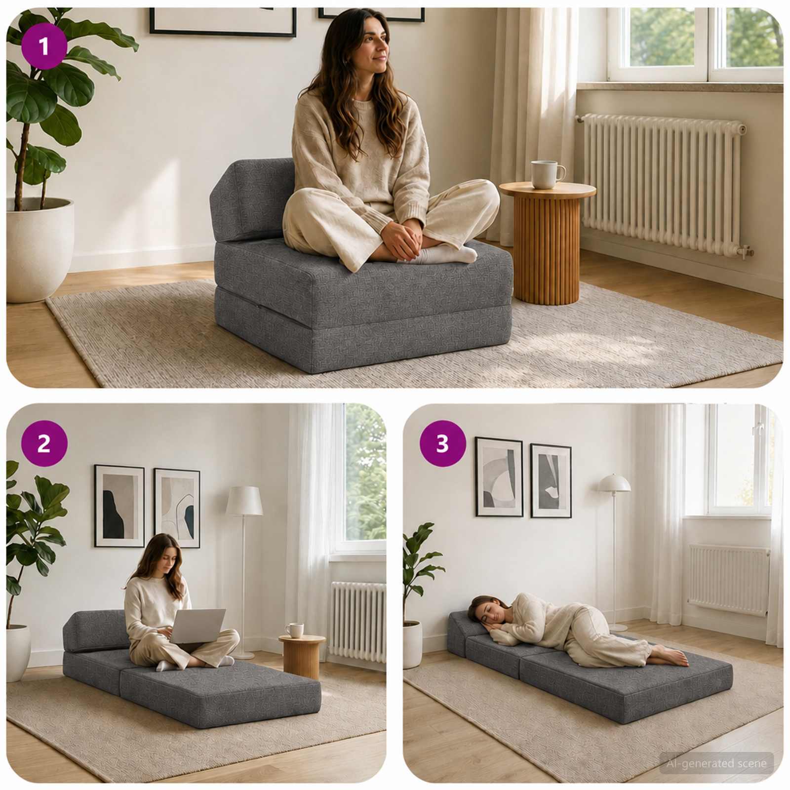 vidaXL Vouwbare Bankbed Lichtgrijs 60 x 70 x 41 cm Stof