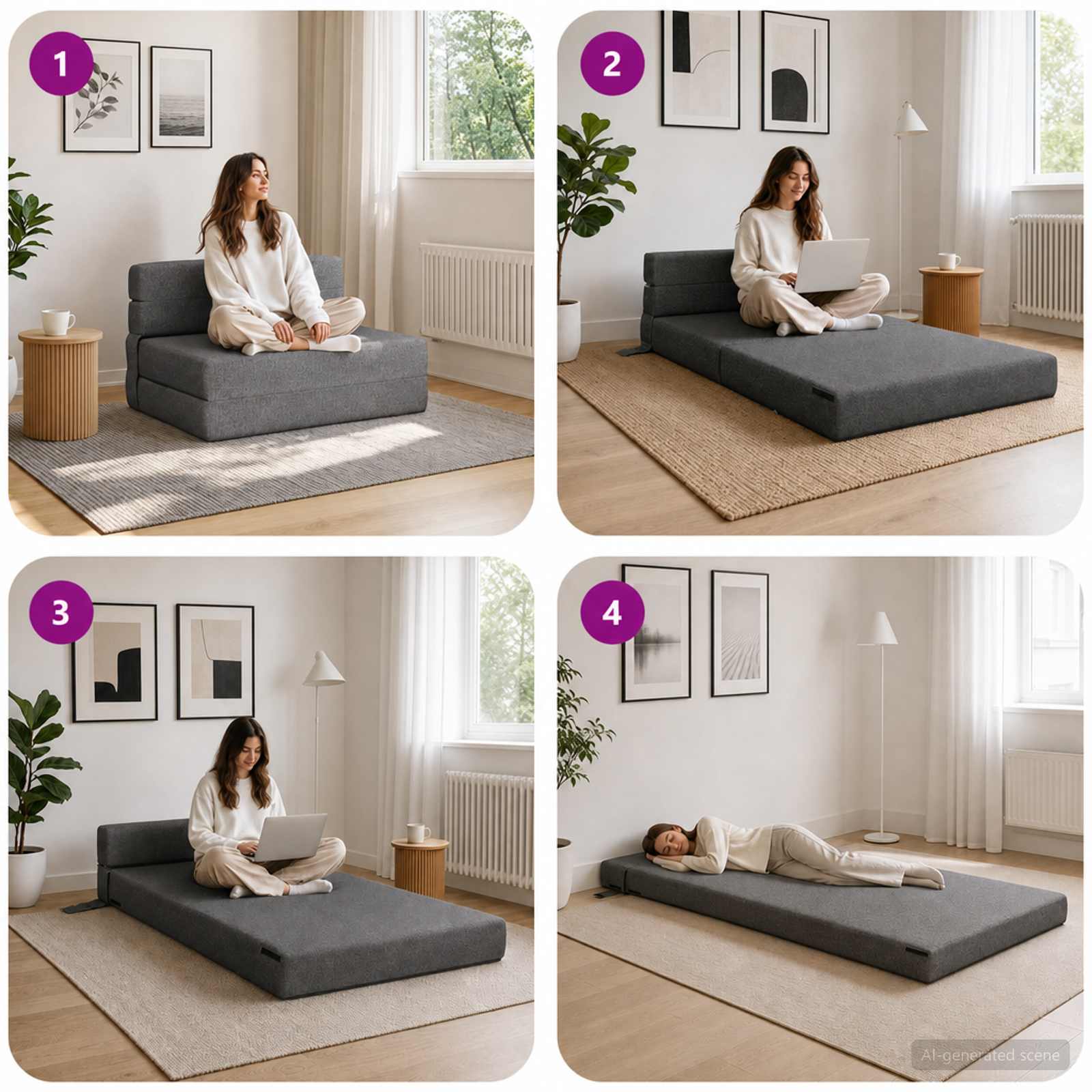 vidaXL Vouwsofa Bed Lichtgrijs 190 x 70 x 15 cm Stof