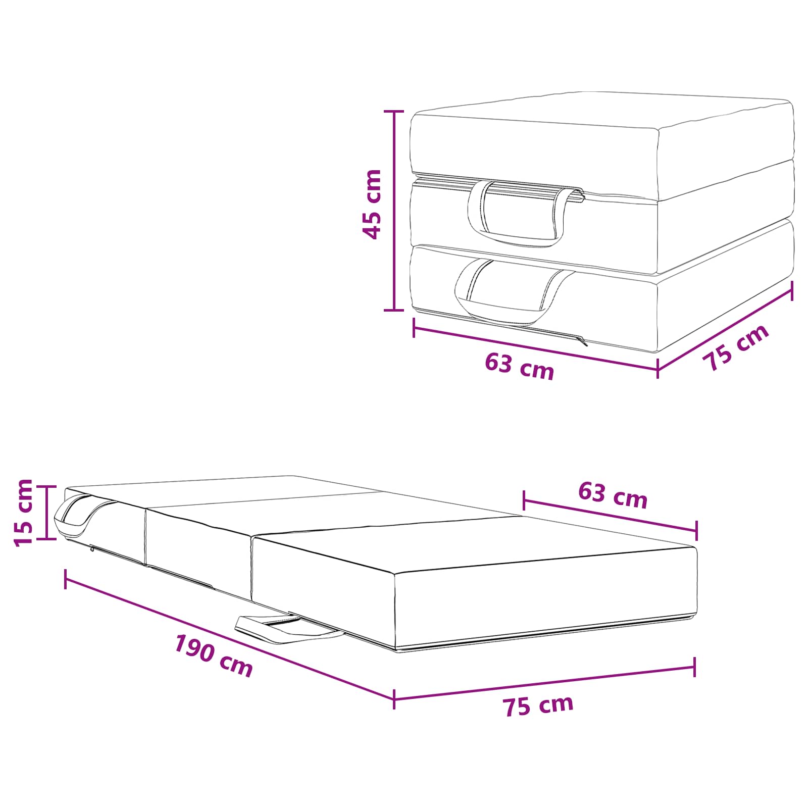 vidaXL Vouwbare Bankbed 75 x 63 x 45 cm Lichtgrijs